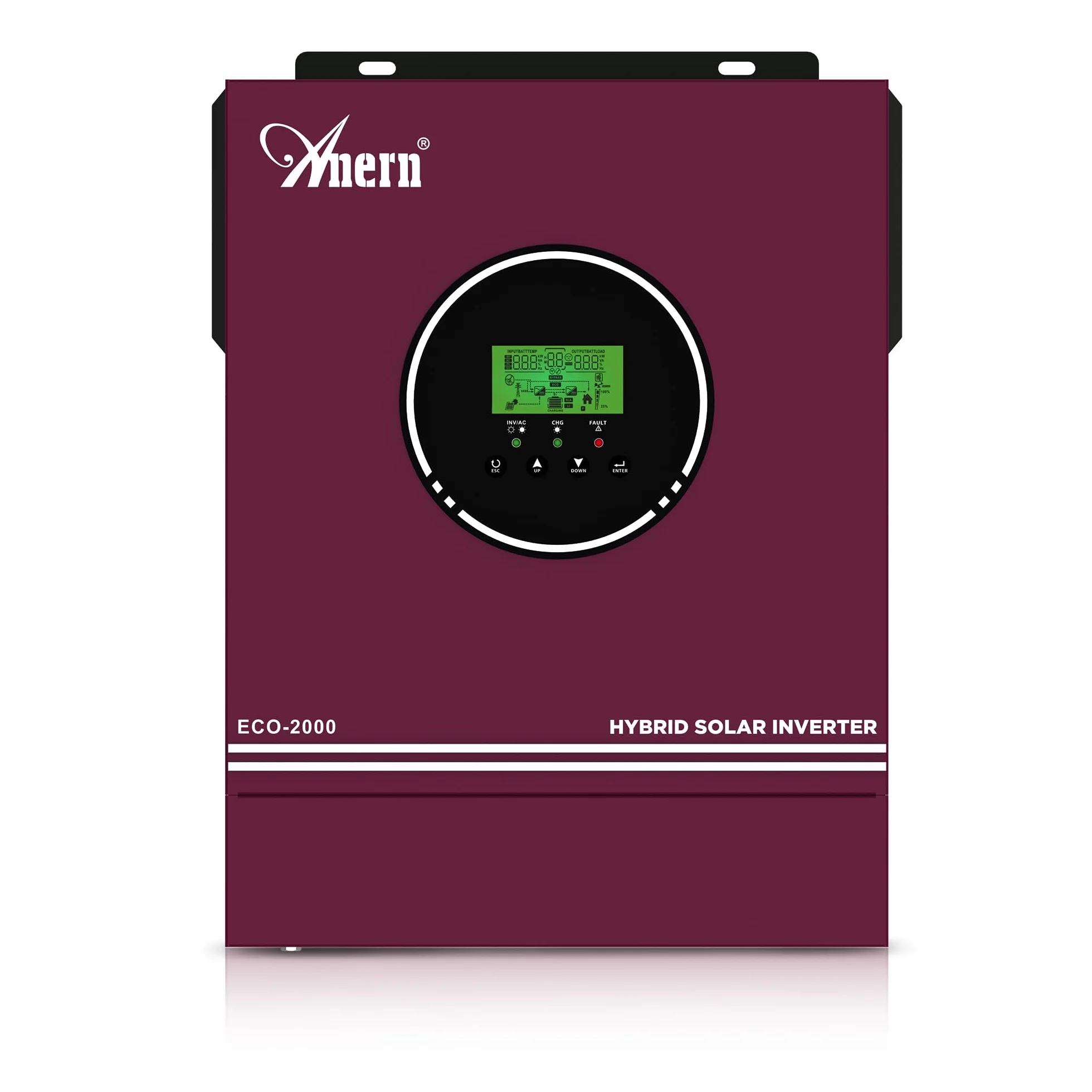 Anern Inverter Solare Ibrido da 2000W 12 VDC a 220V/230VAC con regolatore Solare 80A, Ingresso PV Max.400 V, Funzionamento con batterie al Piombo da 12V e al Litio