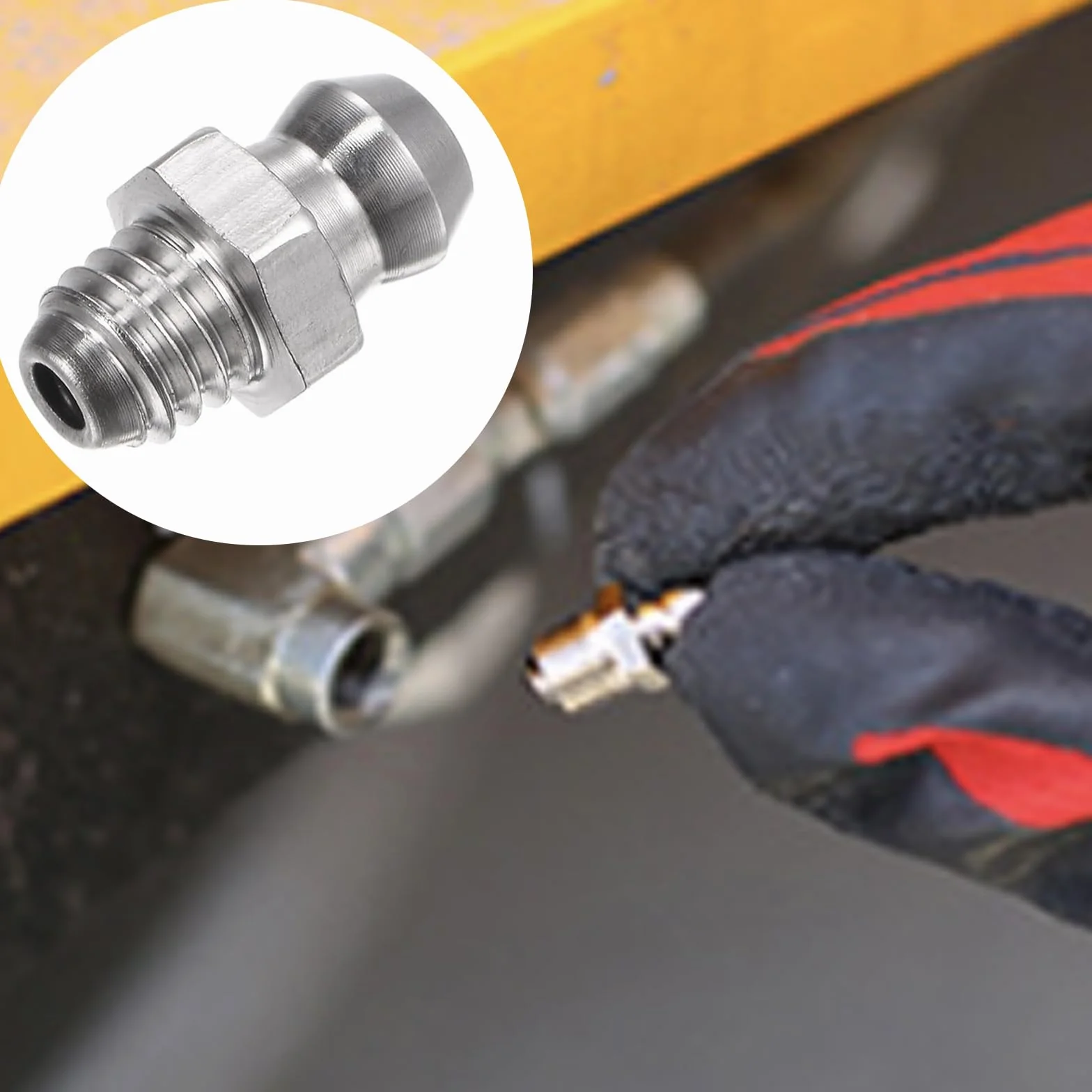 10 x lubrificatore diritto in acciaio inossidabile 304, lubrificante M6, lubrificatore a vite, accessori pistola a grasso, testa di lubrificatore destro per auto moto, M6 x 1 mm (argento)
