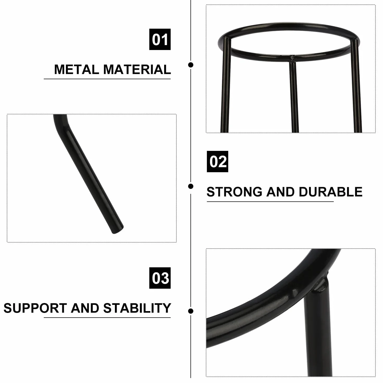 stonylab Supporto per Treppiede in Metallo da Laboratorio, Supporto per Lampada a Treppiede per Bruciatore Bunsen Riutilizzabile e Durevole per Uso di Laboratorio, Nero