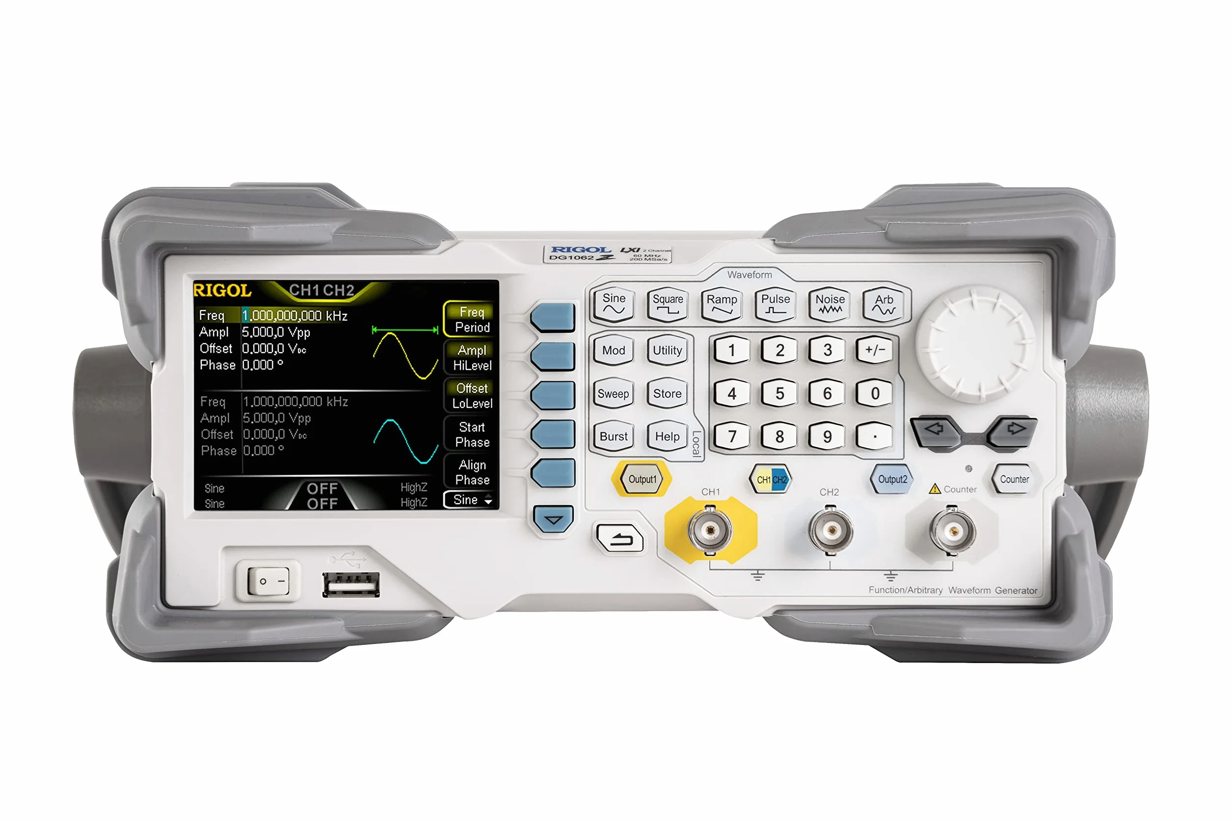 RIGOL Generatore di Segnale, DG1062Z Generatore di Funzioni,Frequenza di uscita di 60 MHz,2 Canali,Diversi tipi di modulazione,Ideale per laboratori e didattica