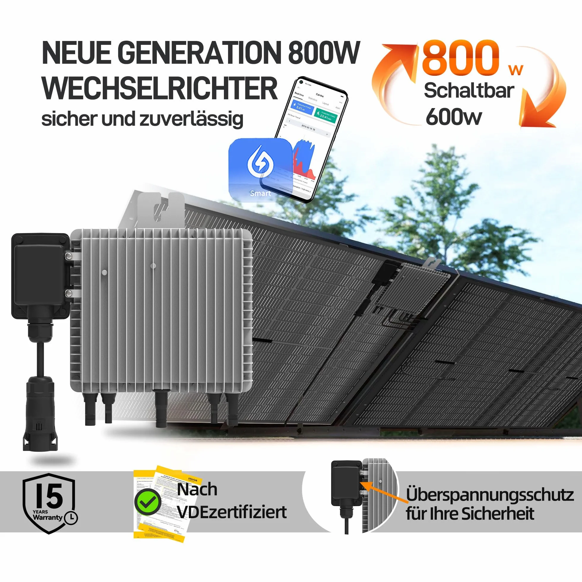 Deye 800 W Micro Inverter SUN-M80G4-EU-Q0 z WLAN
