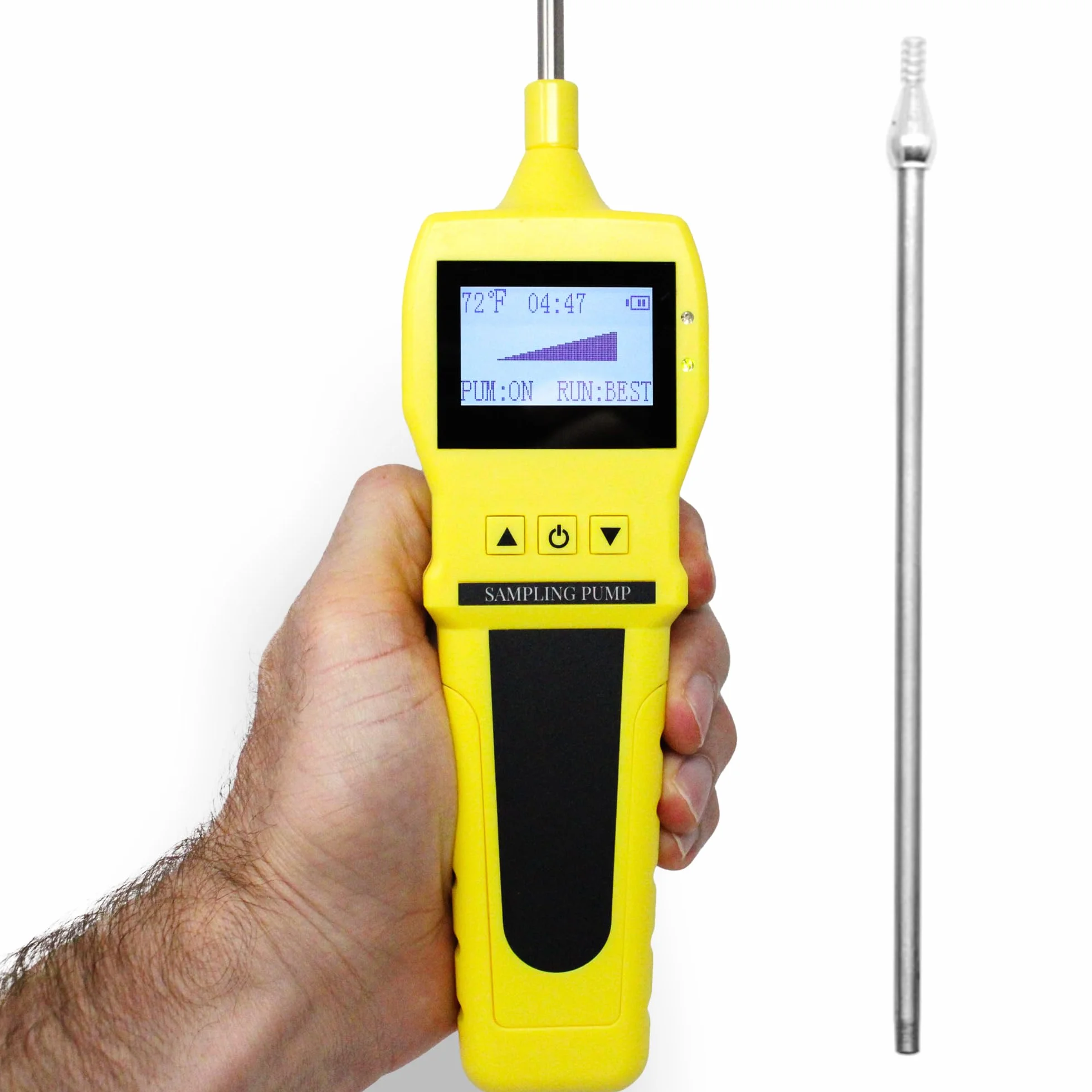 Pompa di Campionamento Gas by FORENSICS | Sonda in Acciaio Inox | Progettata per Rilevatori e Misuratori di Gas | Portata: 0,5 LPM, 500 cc/min | ABS Rinforzato | Ricarica USB |