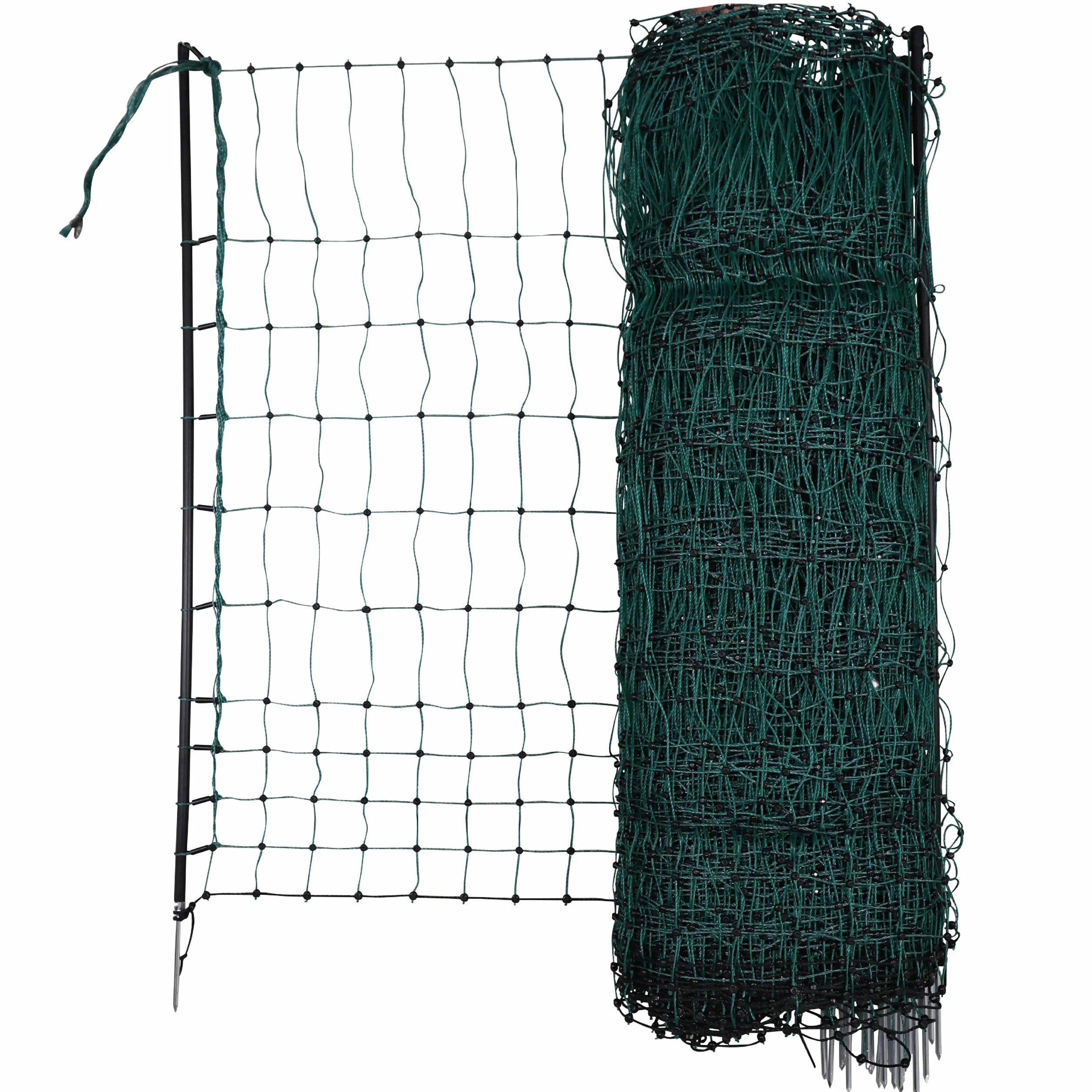 Kerbl Hobbyfarming PoultryNet, 106cm, 50m, Rete per pollame, Rete per recinti, Senza Corrente, Punta Doppia, Verde, 15 Pali, polli, oche, Tacchini, 3 Anni di Garanzia, stabilità ai Raggi UV