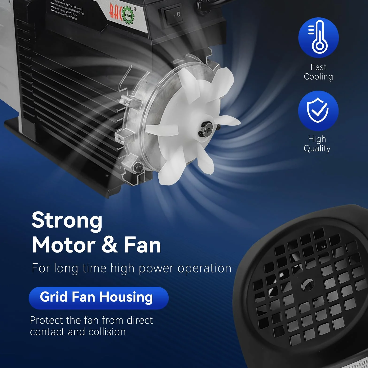 BACOENG 4,5CFM Pompa a Vuoto per Refrigerazione Aria Condizionata, 1/3HP Pompa a Vuoto Monostadio 1440r/min per vuoto ad aria elettrica per auto Sistemi di refrigerazione