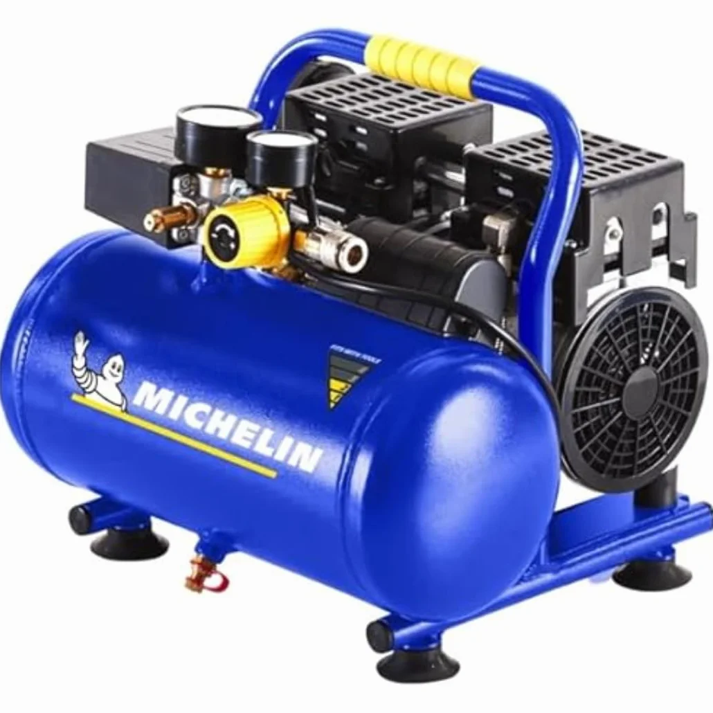 Compressore d'aria silenzioso portatile MICHELIN MX6/1 - Serbatoio da 6 litri - Senza olio - Motore da 1 hp - Pressione massima 8 bar - Portata d'aria 106 l/min - 6,4 m³/h - 59 dB(A) LpA 4m