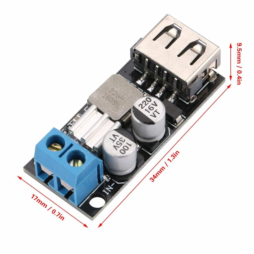 Modulo di tensione DC-DC 12V 24V 6V-32V a 5V QC 3.0 Convertitore di tensione USB