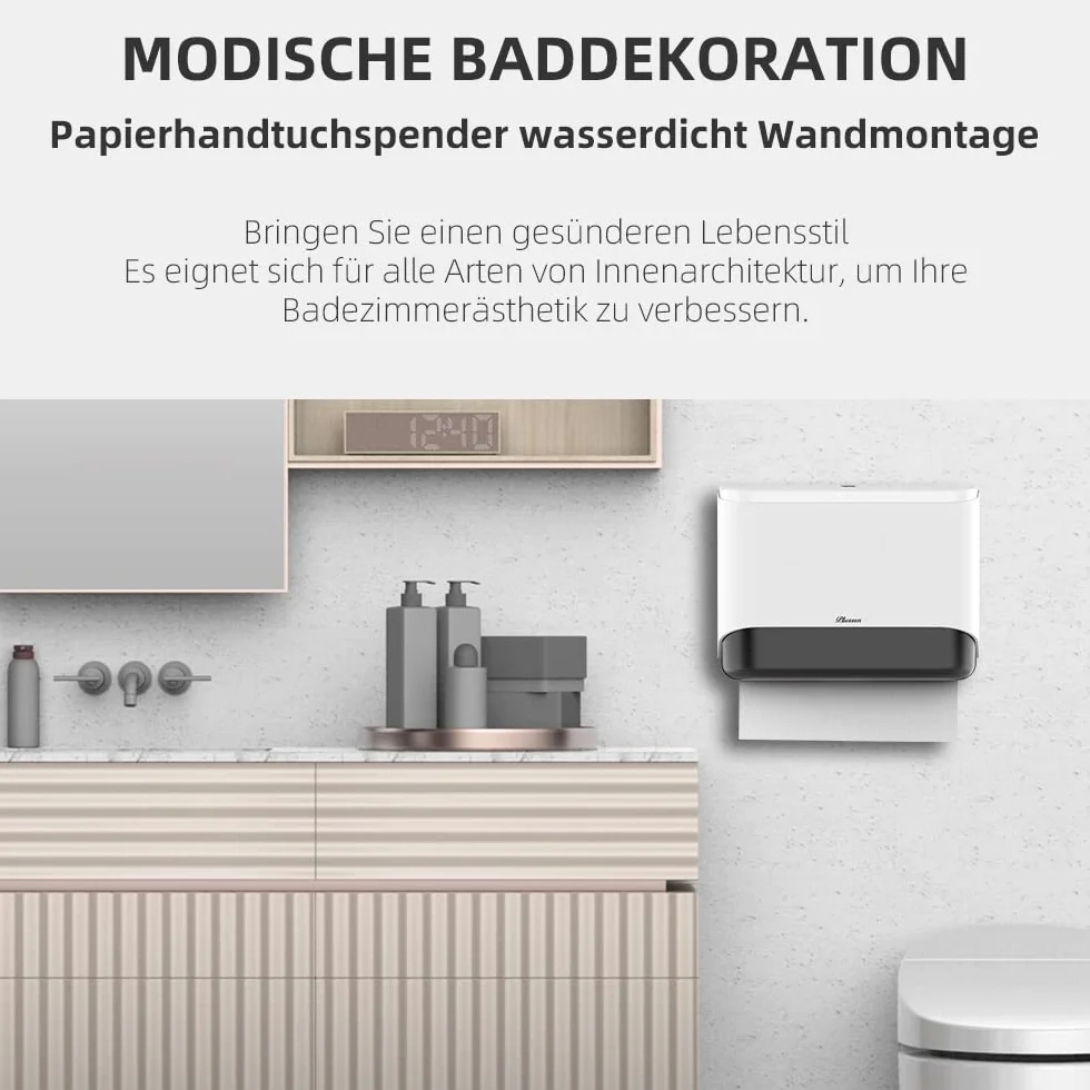 Dispenser Asciugamani Carta Porta Salviette Bagno Installazione Senza Fori ABS 6012 Bianco