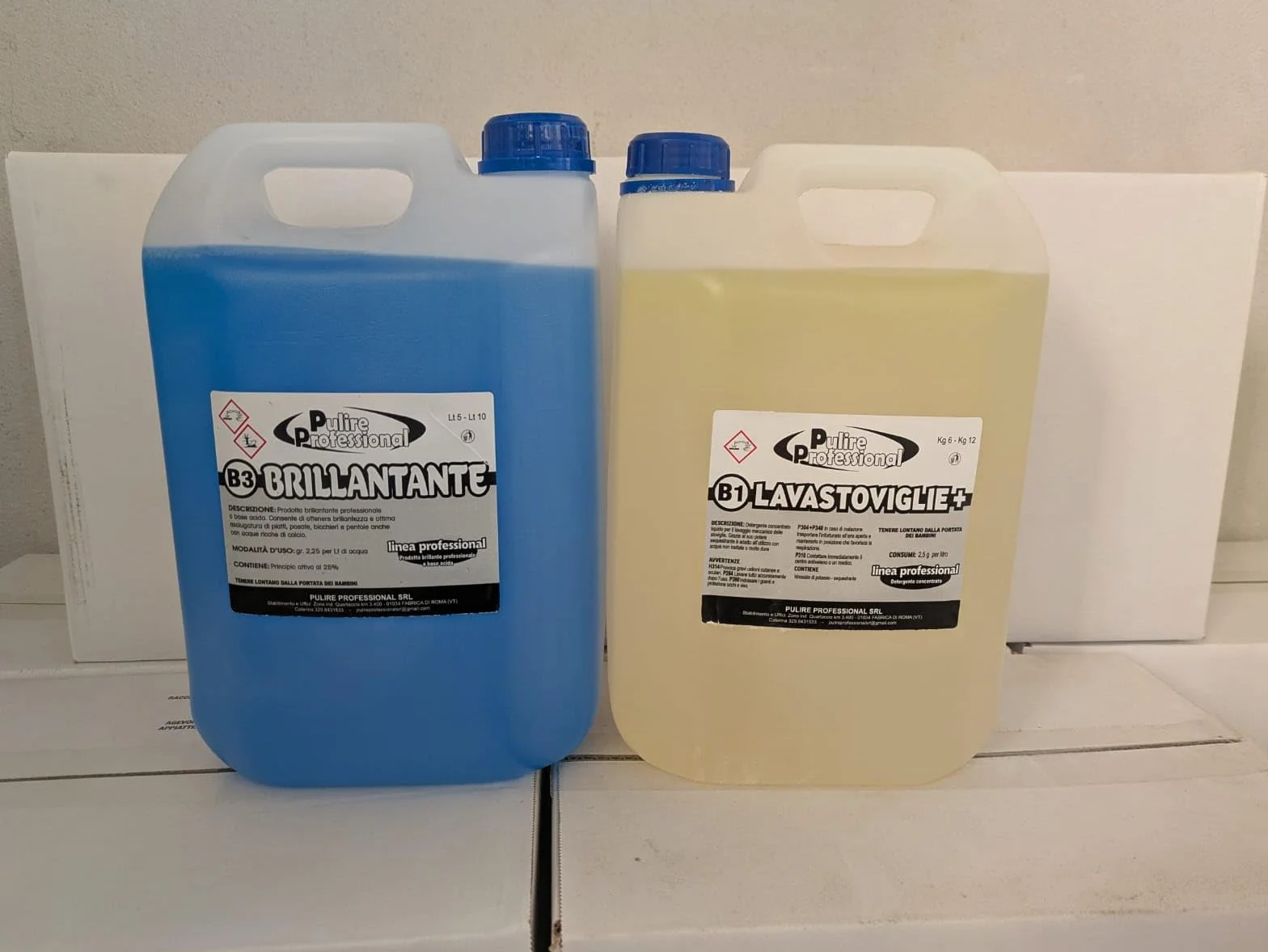 Set Professionale Detergenti, 2 Taniche Brillantante e 2 Taniche Lavastoviglie, 5L Ciascuna