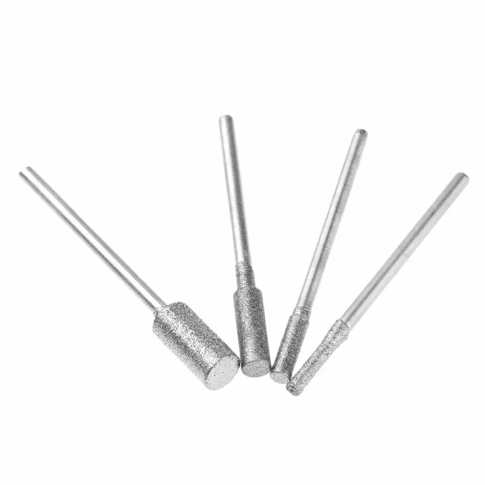 8 pezzi diamante taglio rettifica testa punte montate bit 2,35 mm gambo giada intaglio pietra lucidatura per utensile rotante, come mostrato