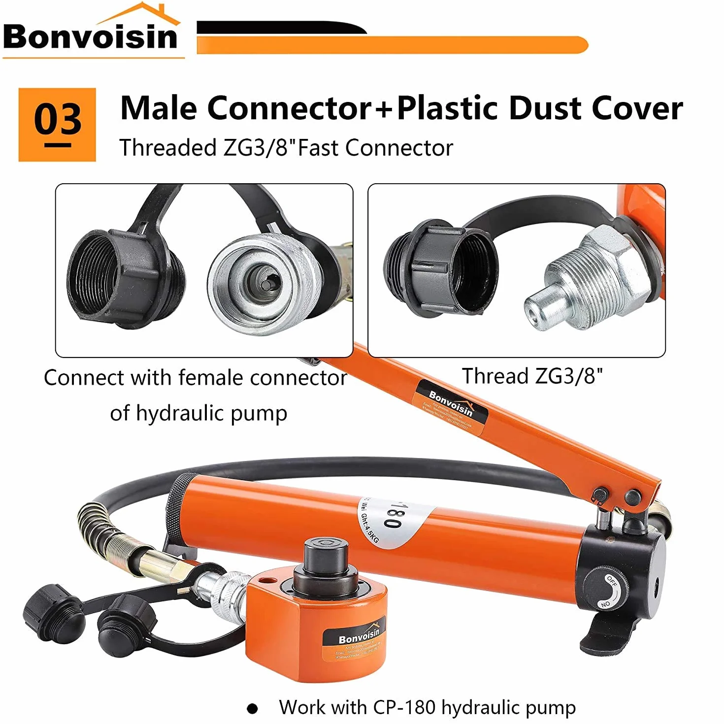 Bonvoisin 20T Martinetto Idraulico, Sollevamento da 30mm, Altezza 57mm, per La Costruzione di Macchinari/Ponti/Edifici (DFPY-20T)