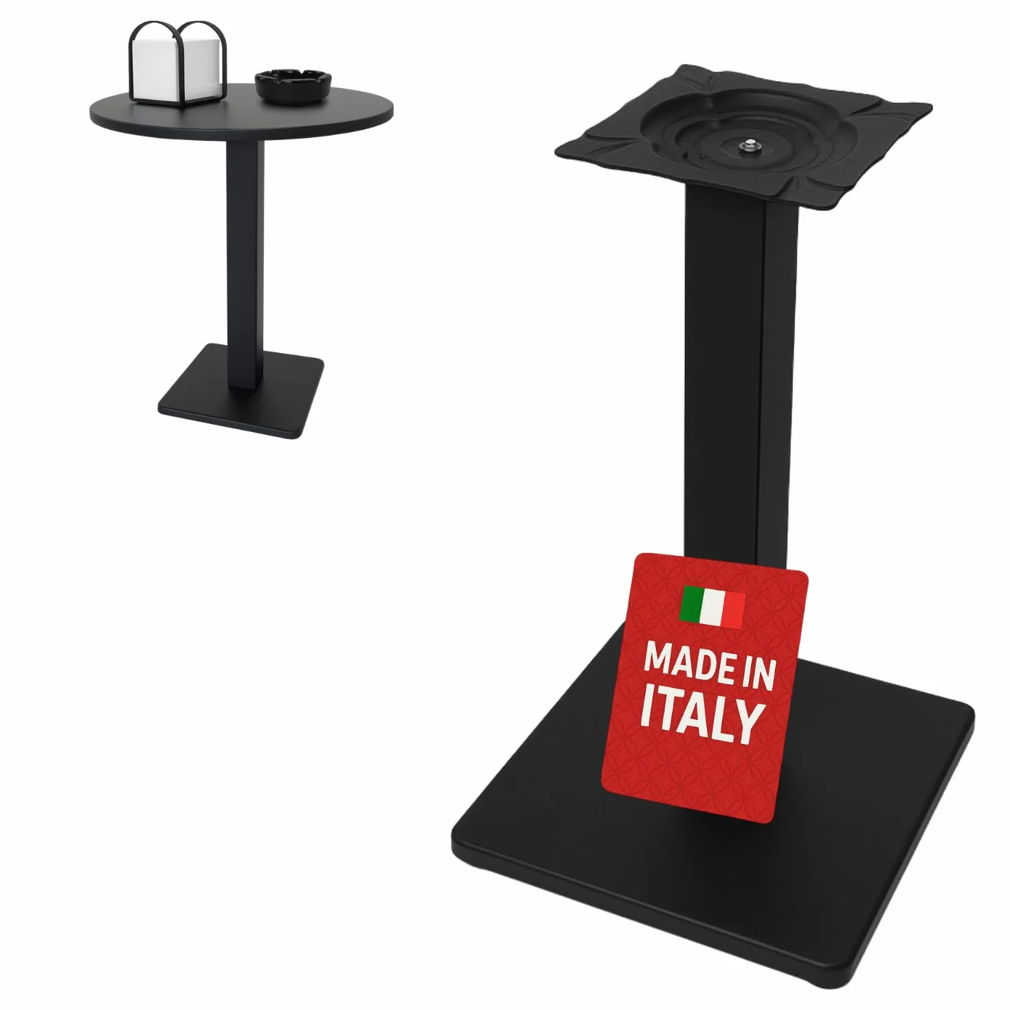 MOHOME Gambe per Tavolo Ferro Made In Italy Nero Rotondo Quadrato Stile Moderno Struttura Robusta Base Stabile Solida Piedini Regolatori Tavoli Soggiorno Bar Bistrò Ristoranti Catering