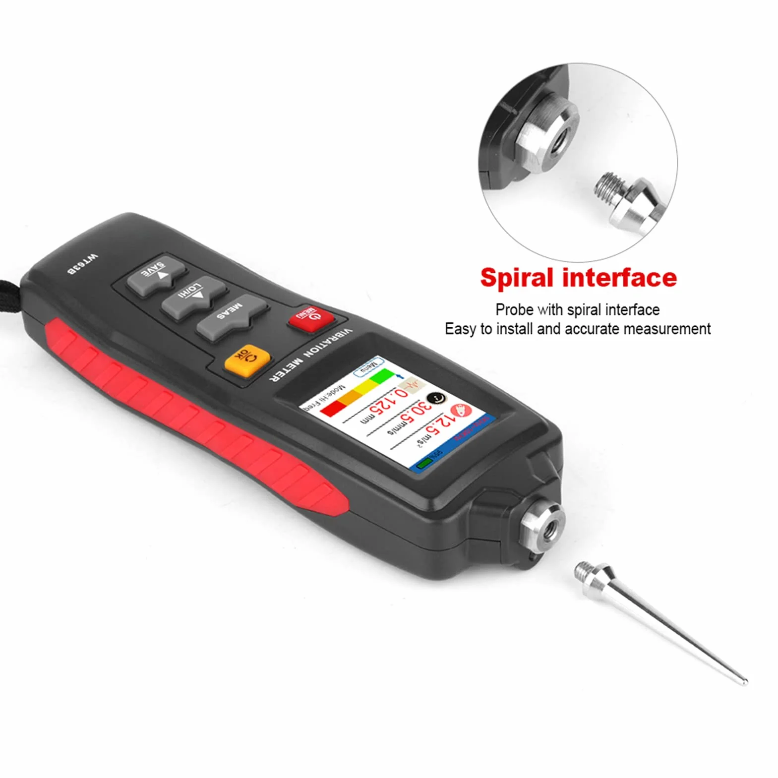 Jadeshay Misuratore di Vibrazioni,Vibrometro Digitale Portatile con Funzione di Misurazione della Velocità Accelerazione e dello Spostamento per L'analisi delle Vibrazioni per Macchinari in Movimento