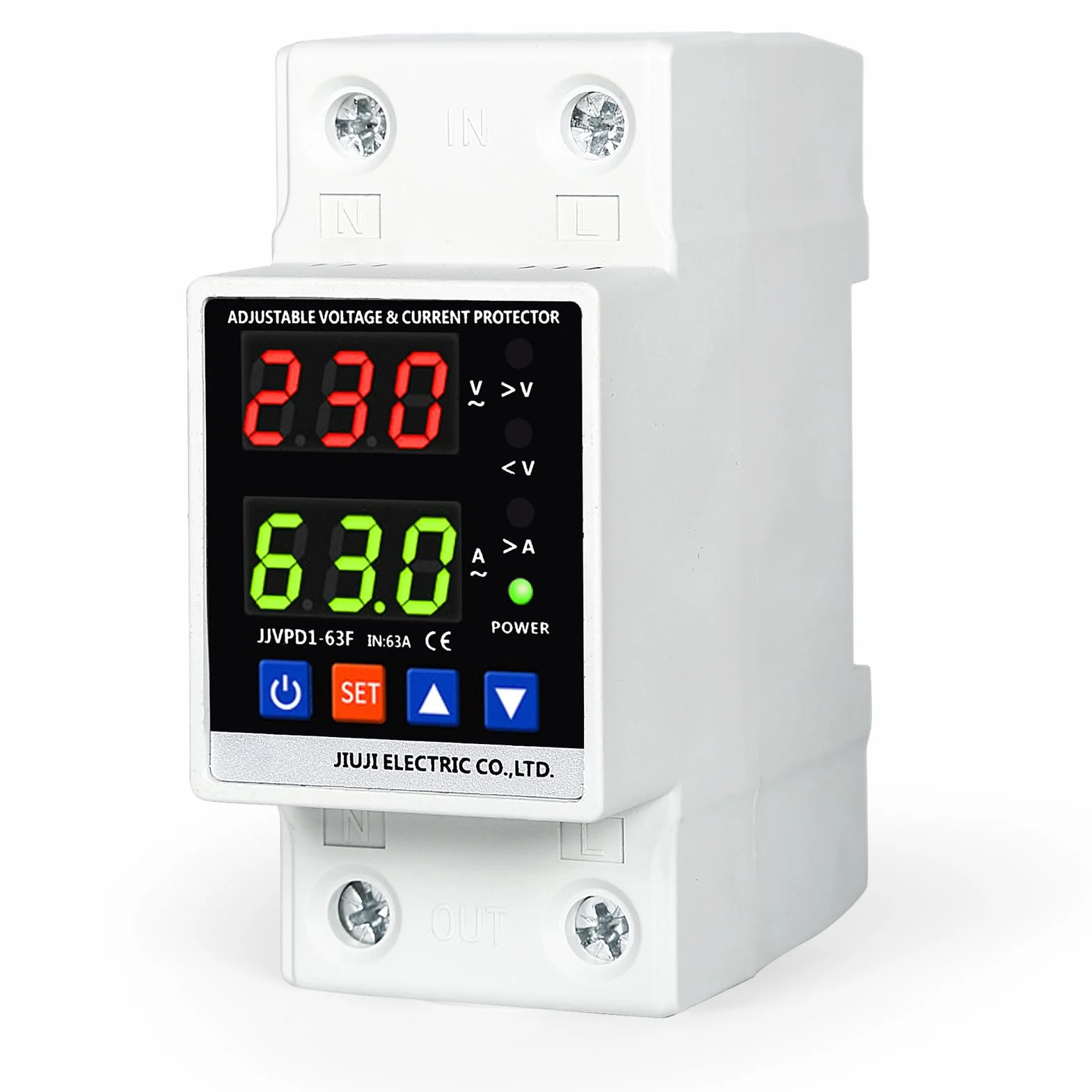 DEWIN Stabilizzatore di Tensione 220V,Protezioni di Sovratensione e Sottotensione Scaricatore di Sovratensione 220V 63A Protezione da Sovratensione Domestica con Display a LED