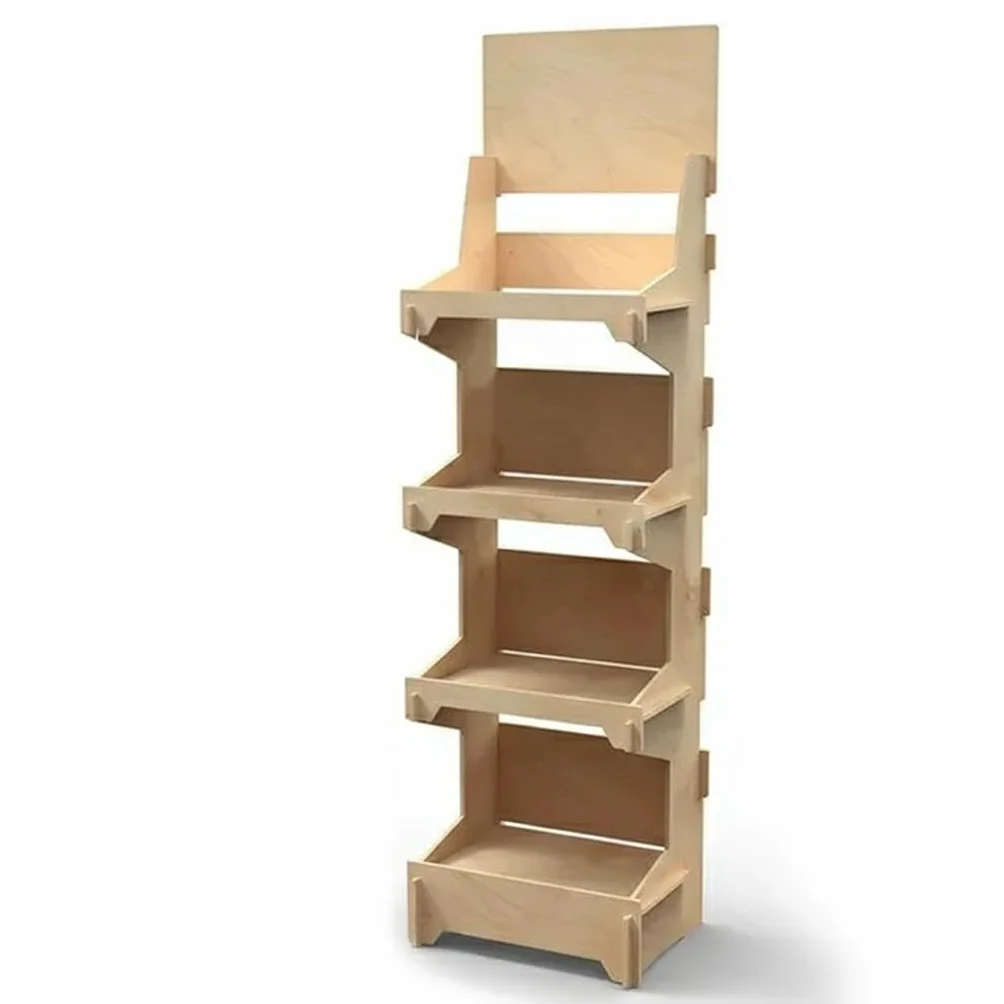 Virgo 4 Espositore in Legno, Scaffale da Terra a 4 Ripiani, 171x48x36 cm, Ideale per Negozi