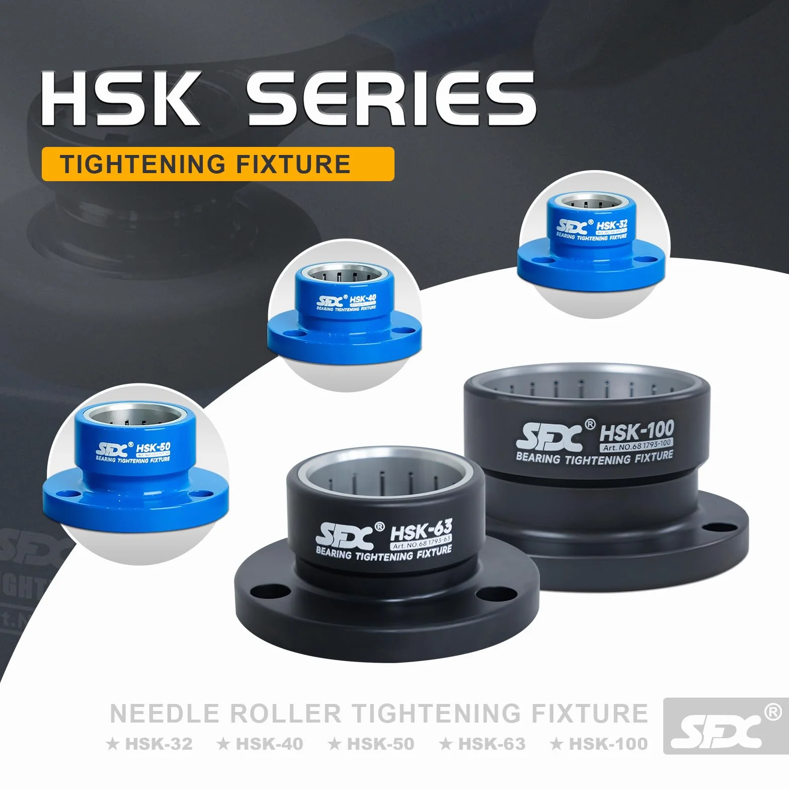 HSK63 Dispositivo di serraggio per HSK63A/B/C/D/E/F Tool Holder HSK63 Cuscinetto Roller Fixture