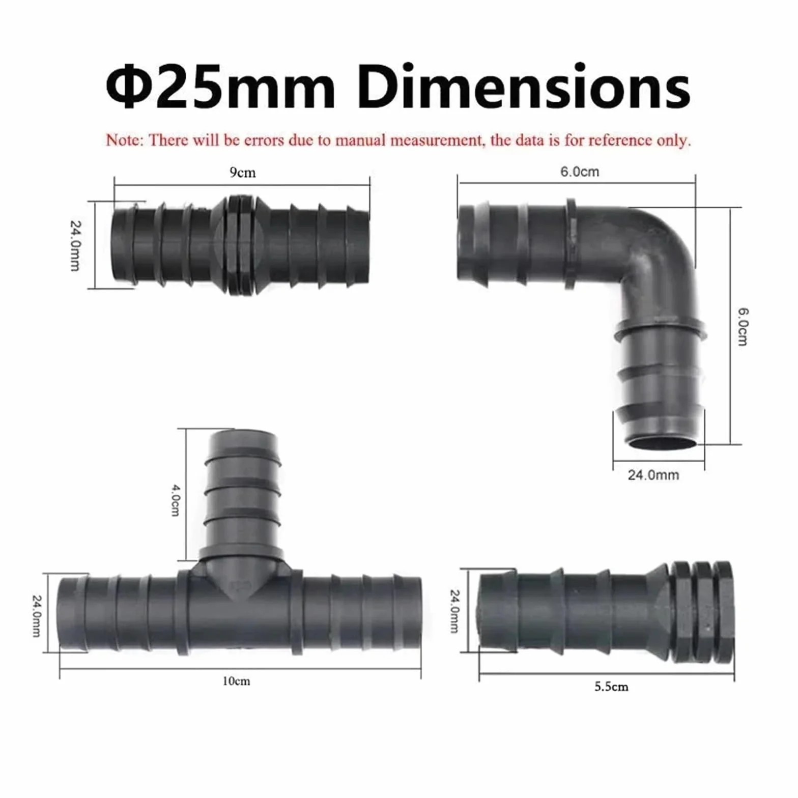 2~50 pz Pagoda Acqua Connettore di Plastica 16/20/25mm PE Tubo Raccordo for Giardino Micro irrigazione a goccia Accessorio(Straight 25mm,30 pieces)