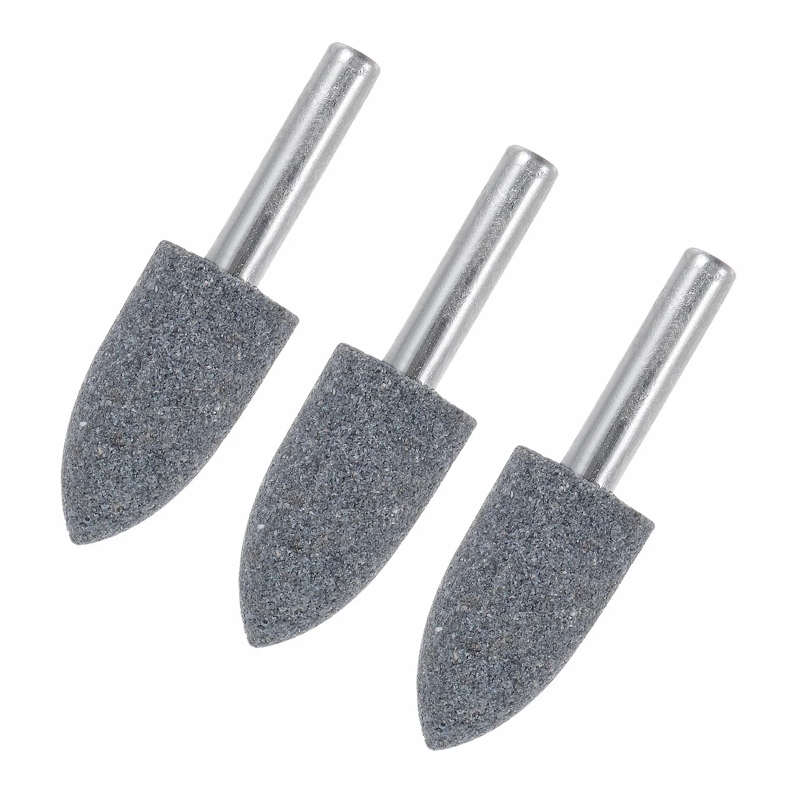 M METERXITY 3-Pack Mole Montate In Pietra Abrasiva Per Levigatura, 1/4 IN(6mm) Gambo Punta Trapano Per Levigatura E Lucidatura In Ossido, 0.63IN(16mm) Diam 80 Grana Puntata [Grigio]
