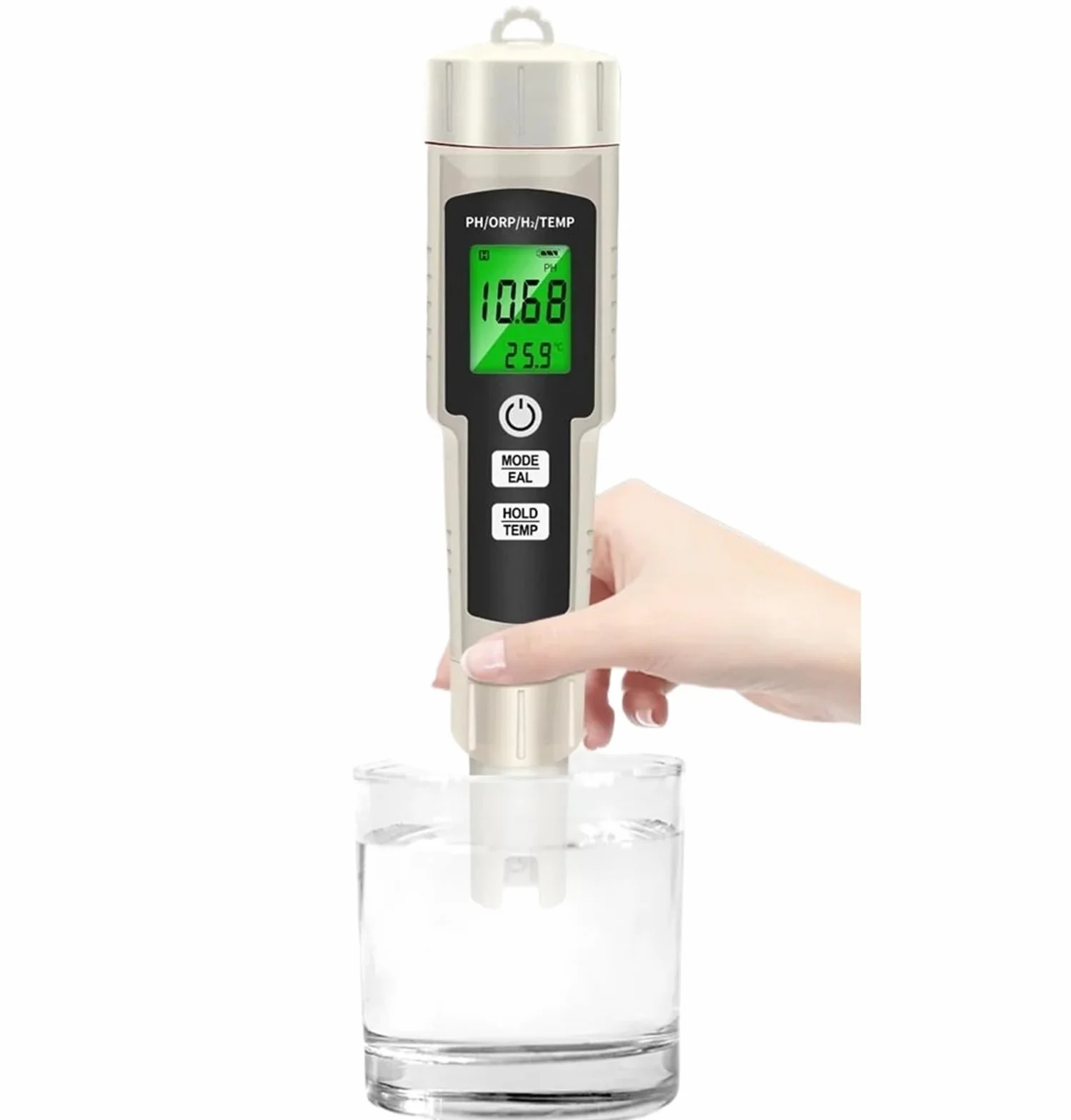 Misuratore di pH 4 in 1, tester arricchito idrogeno, retroilluminazione, ORP, H2, TEMP, penna prova portatile, rilevatore qualità acqua for acquario da piscina,Multifunzionale