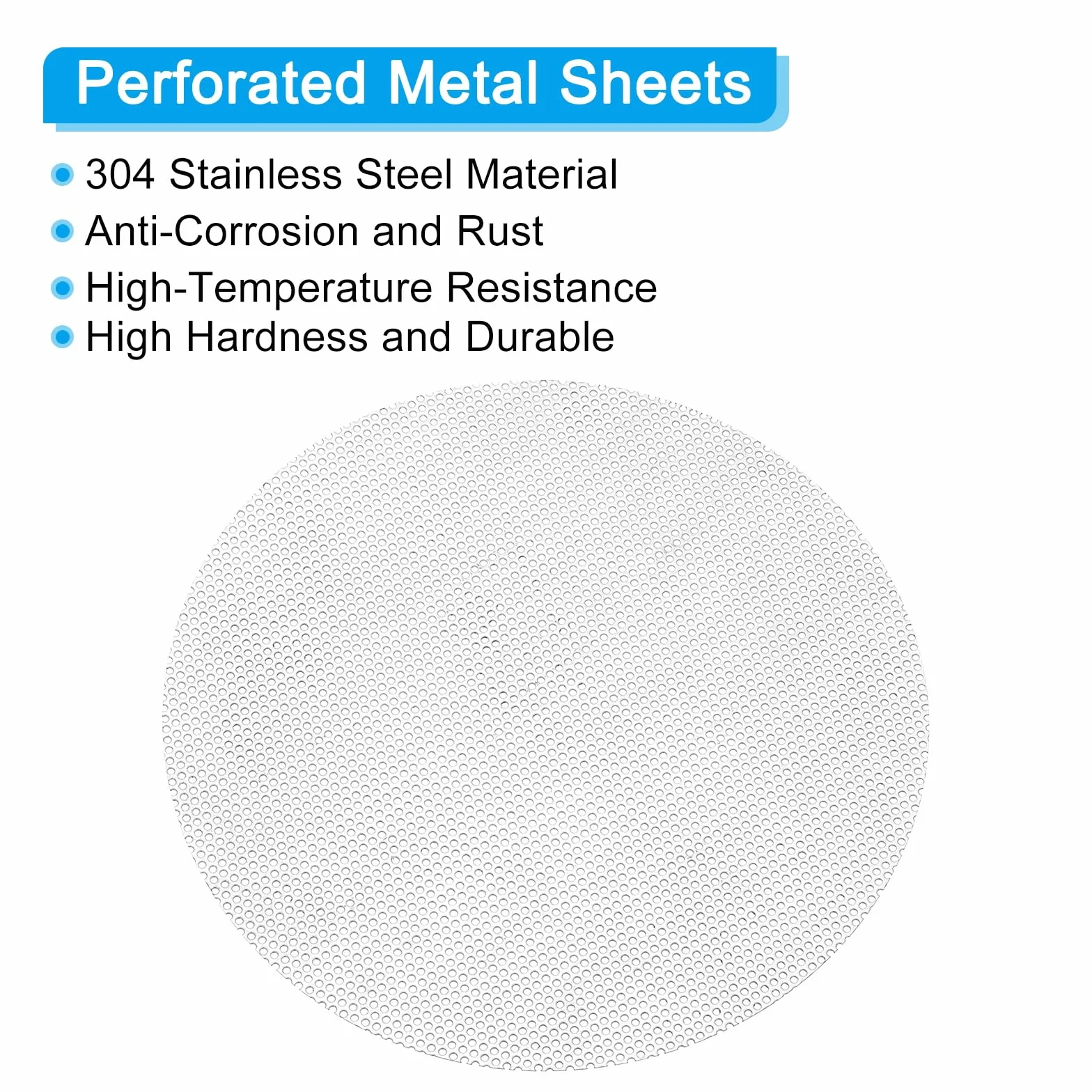 PATIKIL 8" Diametro 304 Lamiera Forata in Acciaio Inossidabile, Foro da 0.06" 19GA Rete metallico Espansa a Fette rotondo Piastra Schermo Decorativo per Griglie, Tono Argento