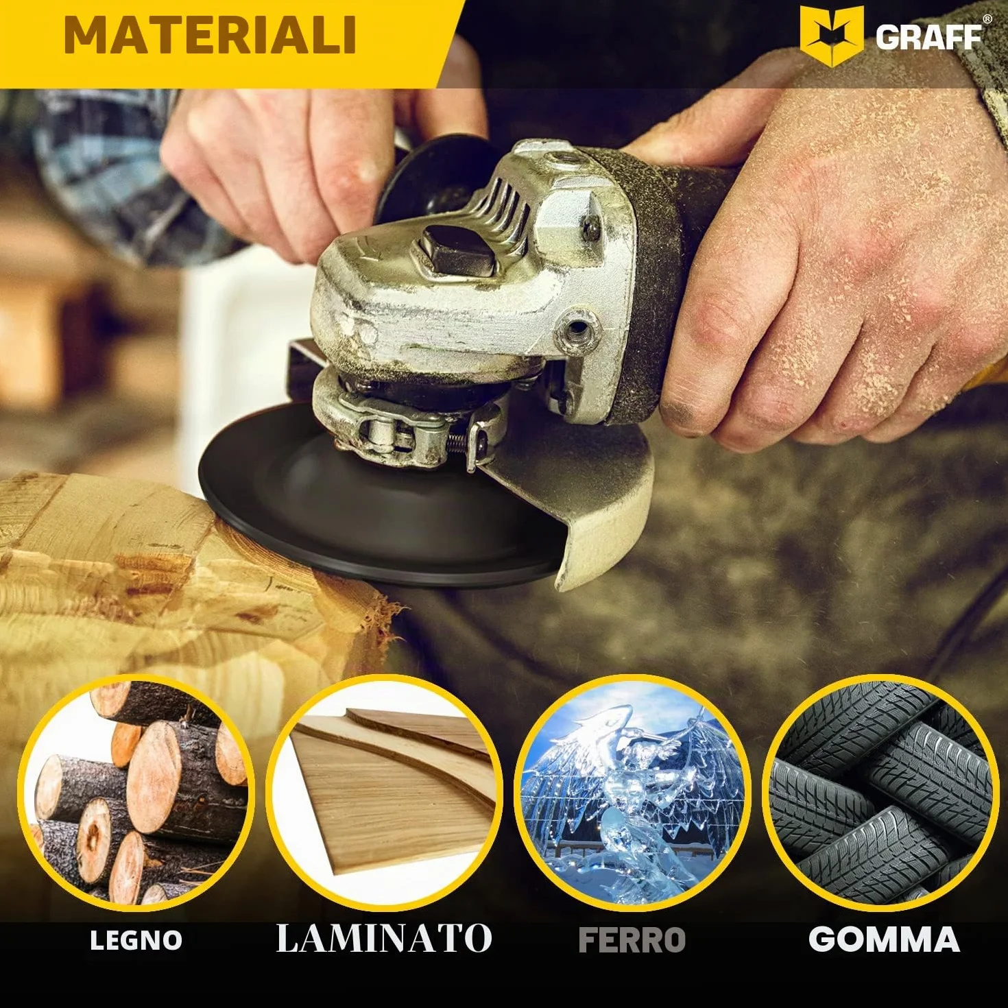 Intaglio Legno Mola Disco 115mm x 22.23mm – Disco Raspa per Intagliare e Levigatura Legno Conifere, Duro – Disco Abrasivo Lucidatura Modellatura – Mola per Smerigliatrice Angolare GRAFF