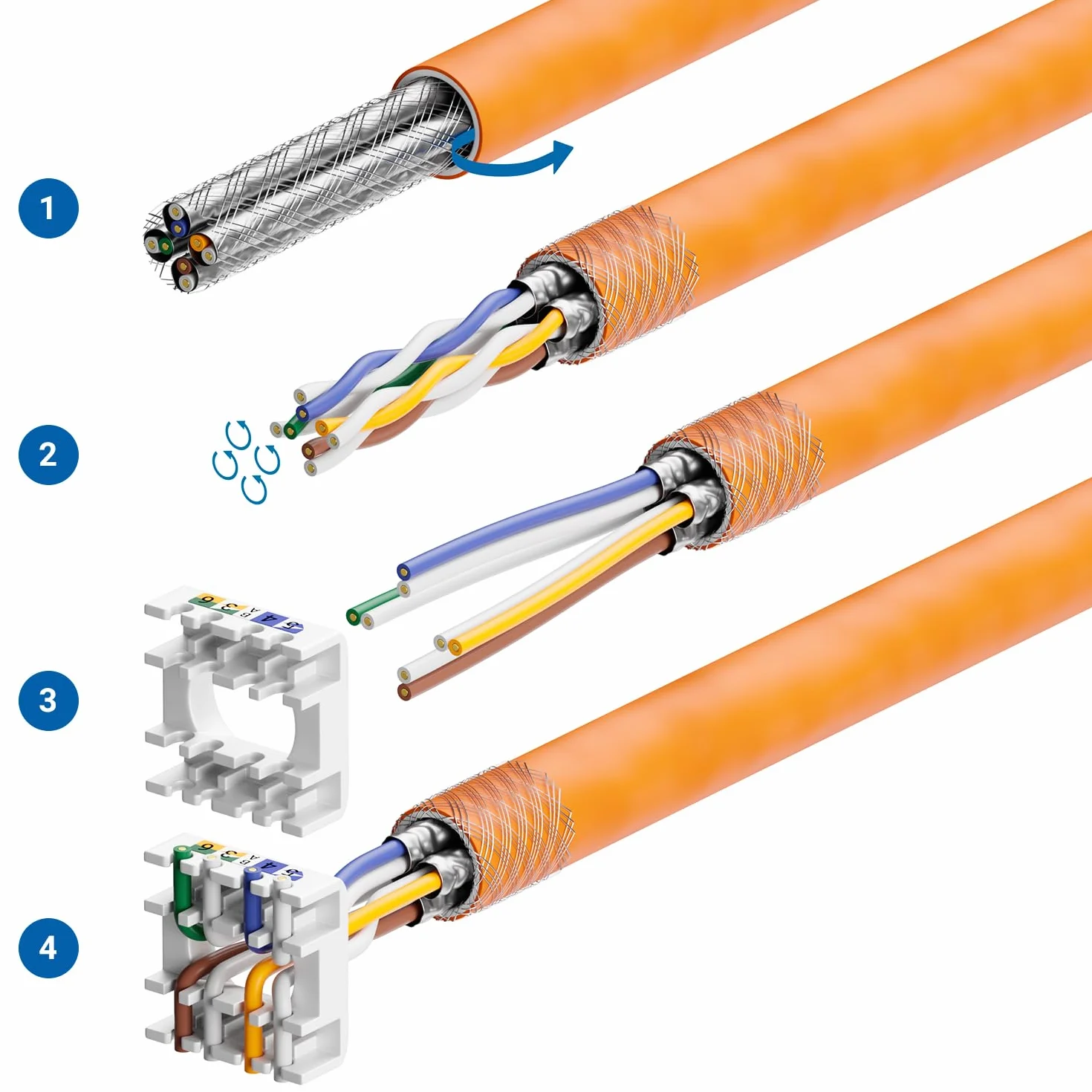 deleyCON 24 Porto Pannello Delle Patch Set Modulare 1 IU 19" Pollici Montaggio Rack + 24x RJ45 Keystone Moduli CAT6a Compatibile con CAT5 CAT6 CAT7 LAN Cavi di Rete Cavi di Posa Nero