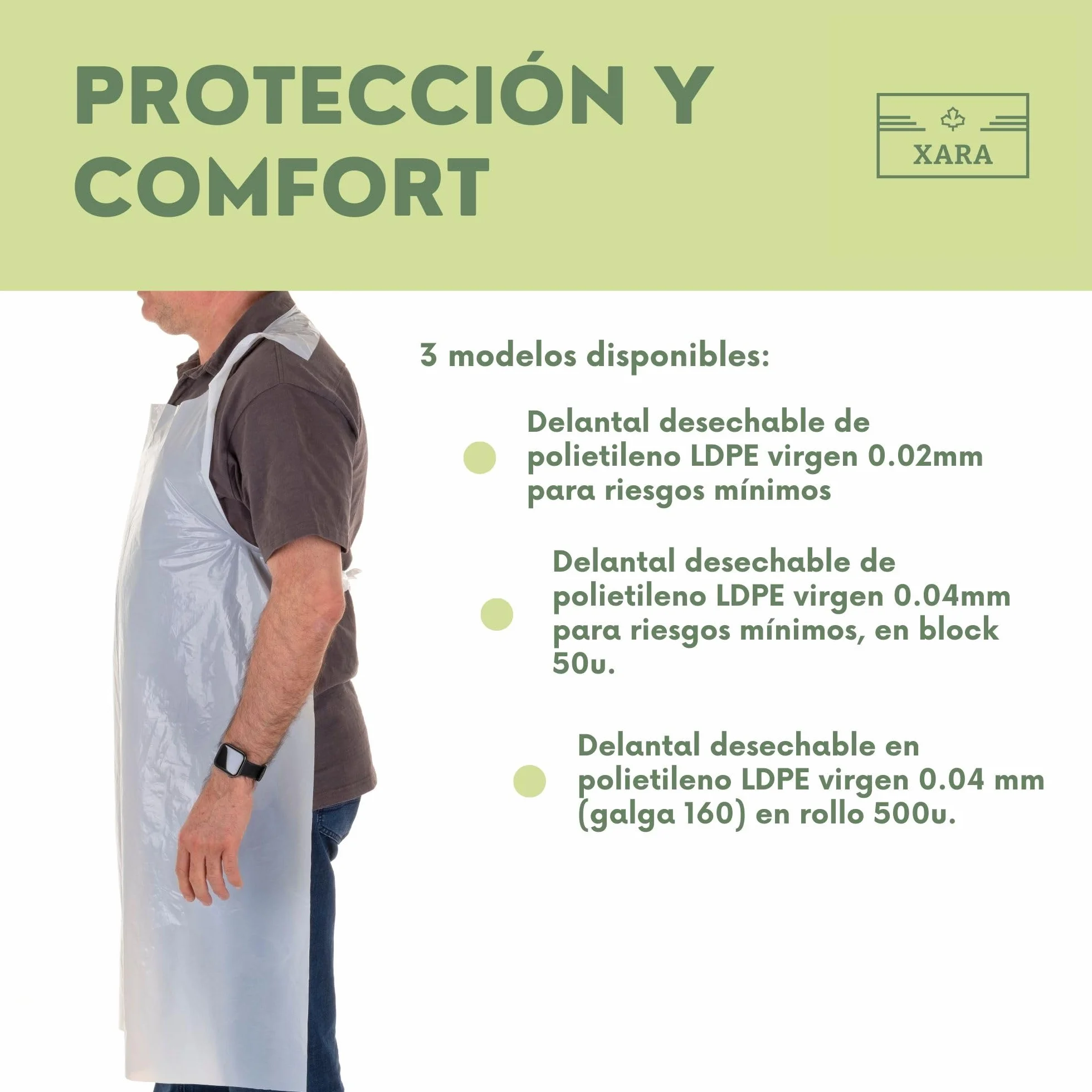 XARA Grembiuli Plastica in Polietilene per la Protezione Igienica degli Alimenti - Pack 100 - Grembiuli Monouso - Grembiule Usa e Getta Monouso Cucina