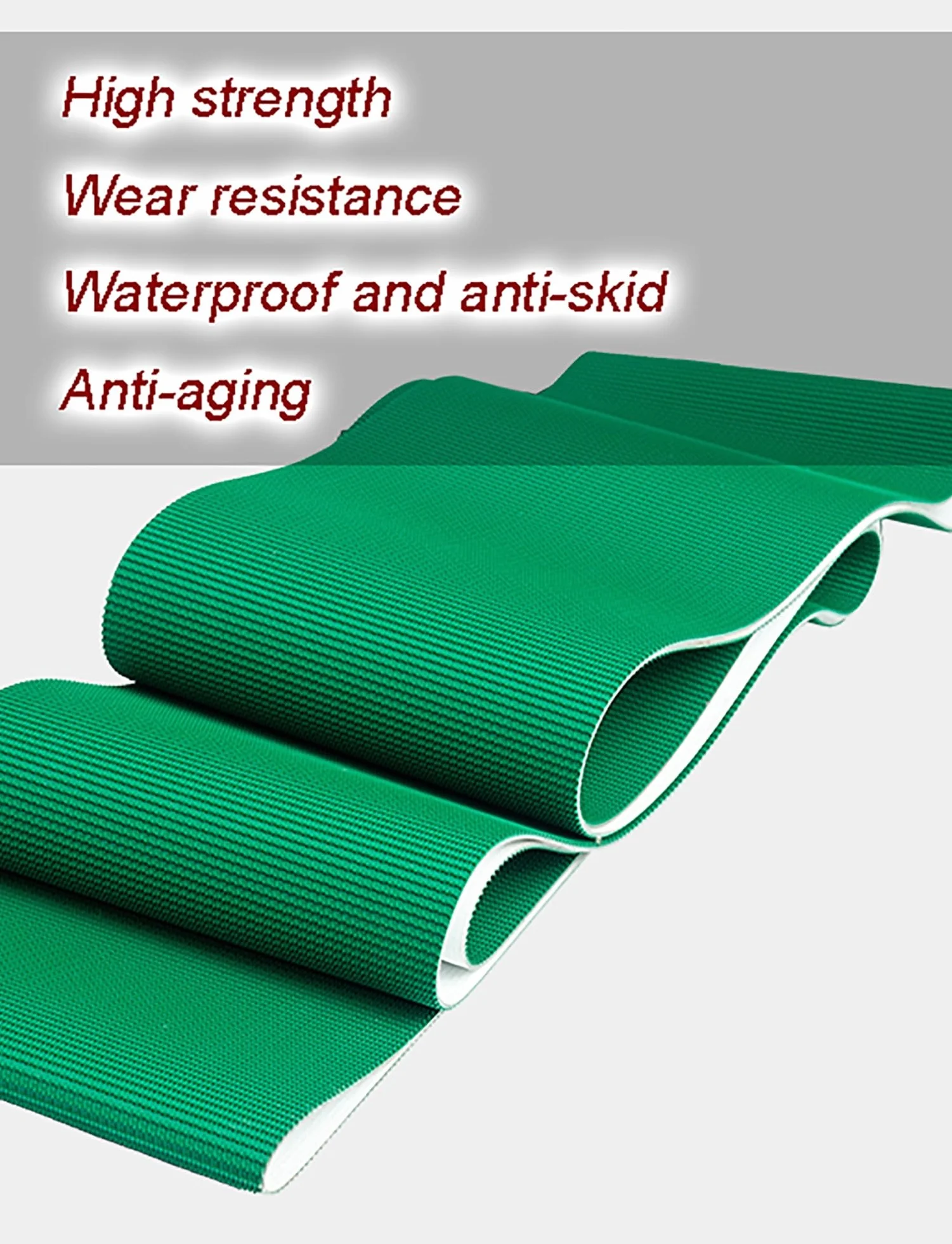 Cinghia di trasporto industriale leggera, cinghia di trasmissione industriale verde da 5 mm, cinghia trasportatrice in PVC, cinghia trasportatrice in PVC(Black,40x220cm/16x87in)