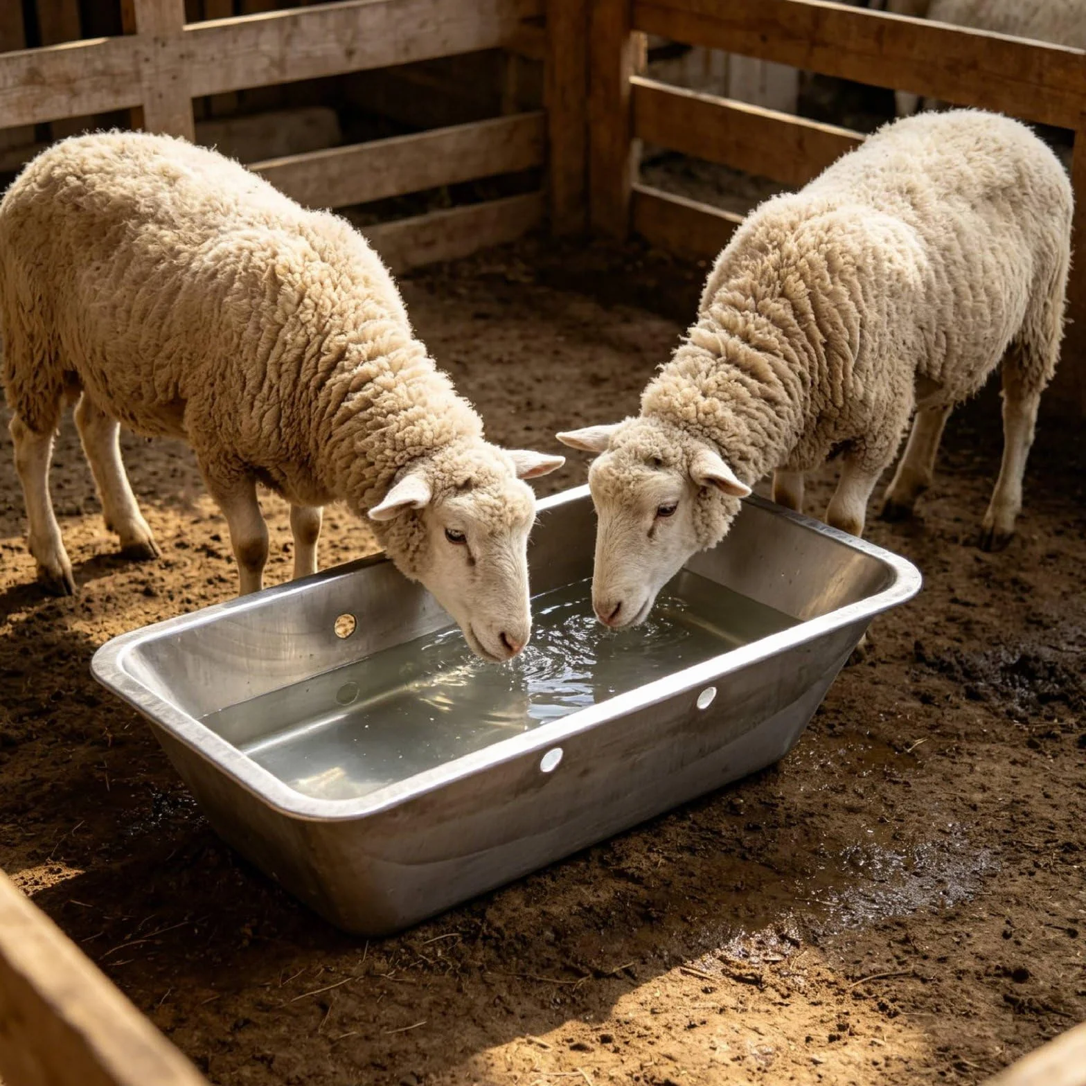 Vasca Abbeveratoio in Acciaio Inox, Anticorrosione e Bordi Lisci, per Fattoria, Allevamento, Lavabo Quadrato