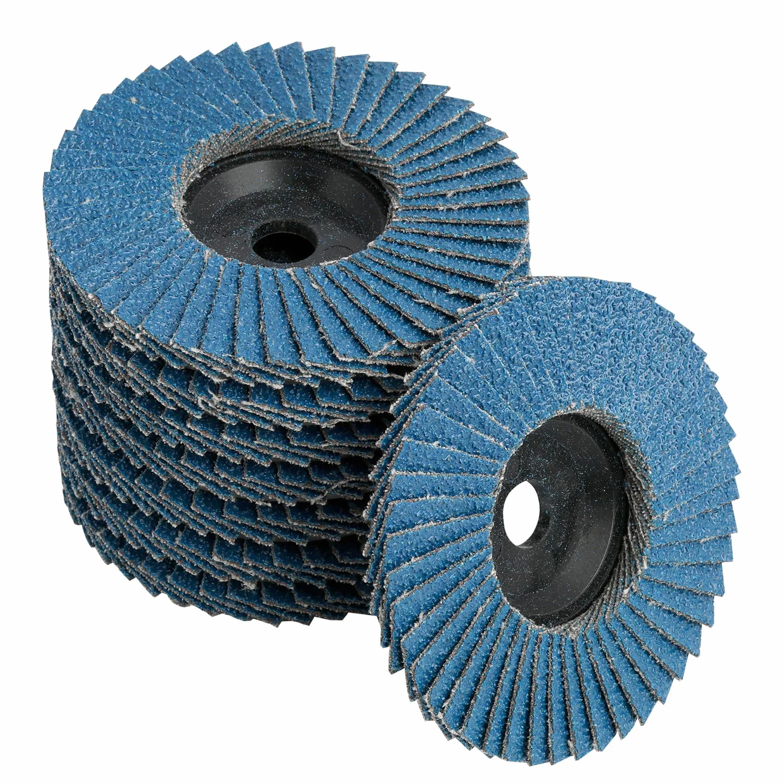 Set di 8 dischi lamellari Dischi lamellari per smerigliatrici angolari, Disco abrasivo Ø 76 mm x 10 mm, Dischi abrasivi di alta qualità in blu per metallo, legno e PVC, Adatto per smerigliatrici angol