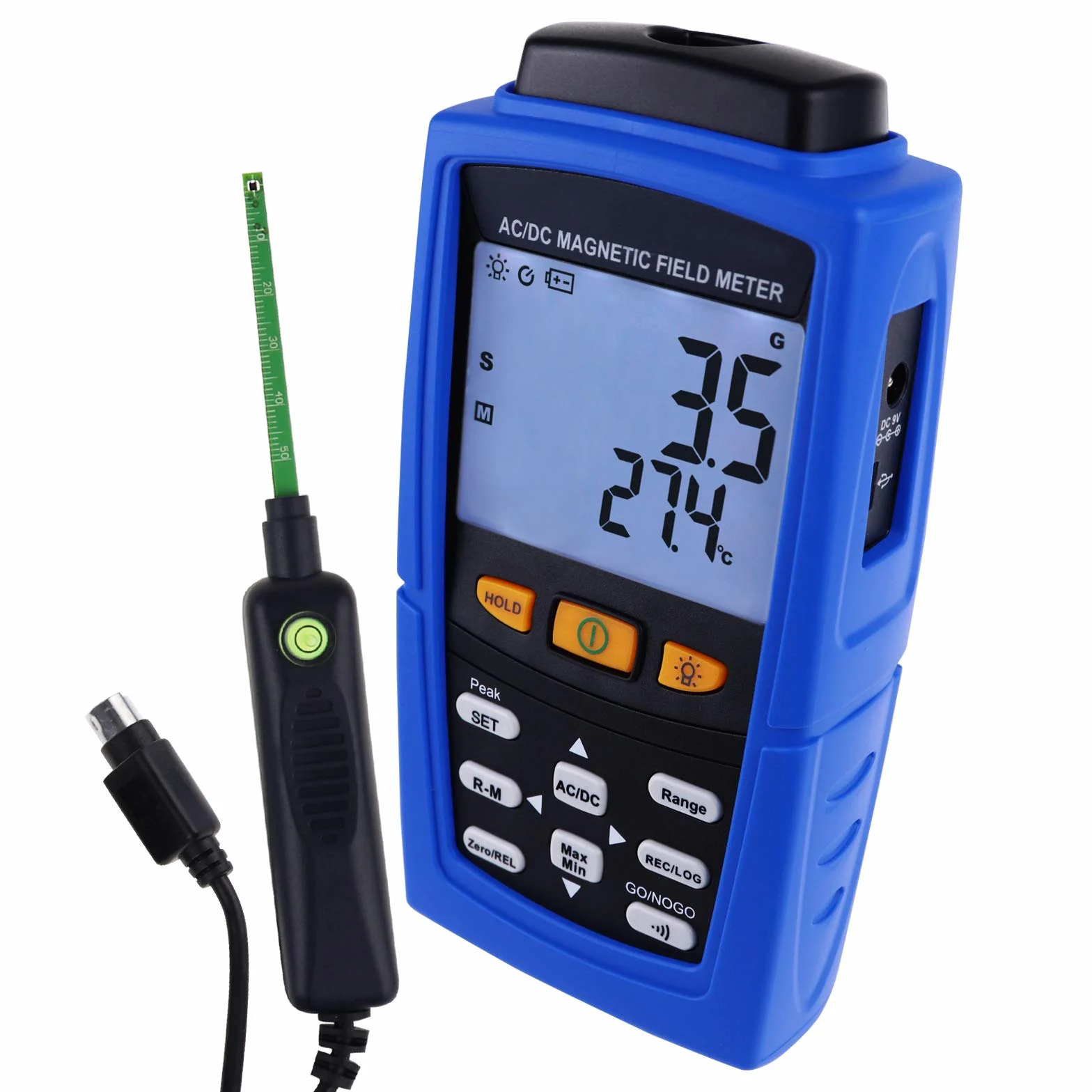 Professionale AC/DC Gaussmeter Magnetico Campo Forza Magnetometro 3000mT (30000G) Teslametro Auto/Manuale Registrazione Metro Tester