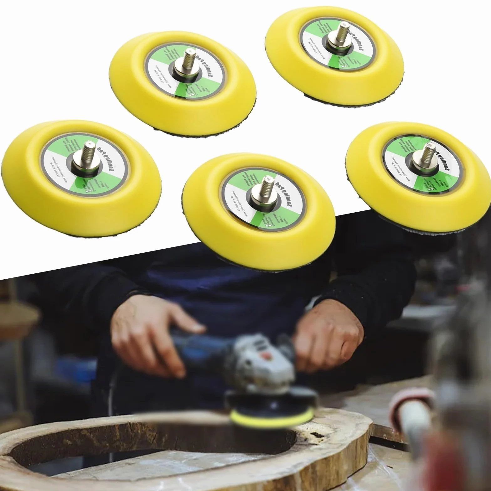 Platorello per lucidatura a gancio da 75 mm, accessori per smerigliatrice angolare per levigatrici pneumatiche, filettatura maschio M6, diametro 7,6 cm, set da 5 pezzi, fino a 12000 giri/min (5 pezzi)