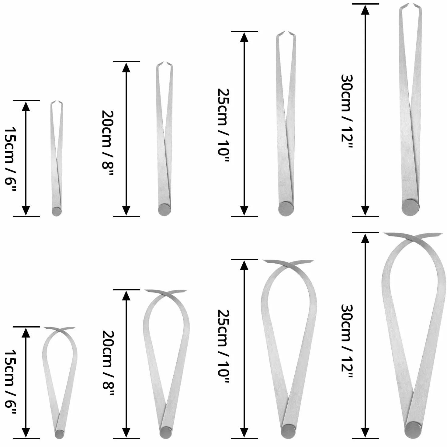 QWORK Set di Compassi Interni/Esterni in Metallo, 15.2-30.5 cm, Strumenti di Misurazione in Ceramica