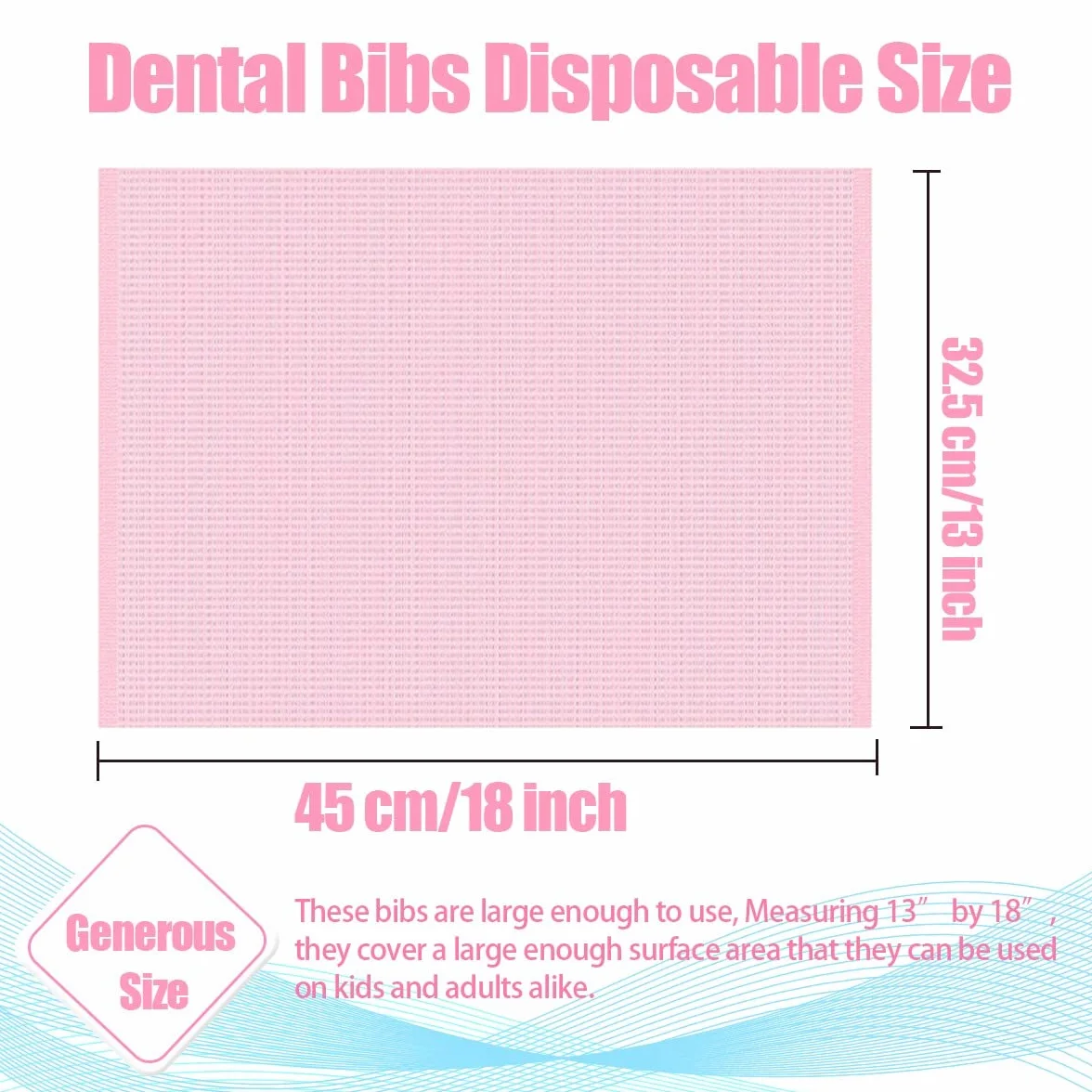 Bavaglini Monouso 33 x 45,7 cm 3 Strati Impermeabili per Tatuaggi Dentistica Salone Rosa
