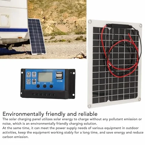 Kit panneau solaire 15W, avec régulateur de charge PWM 50A 12V/24V, panneau solaire haute efficacité pour bateau, caravane, camping-car et autres applications hors réseau