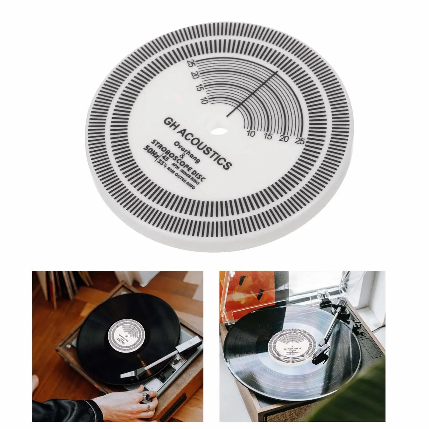 Giradischi affidabili, disco stroboscopico, stroboscopico, test, rilevamento della velocità, velocità di registrazione in vinile, disco di misurazione, durevole, facile da installare.