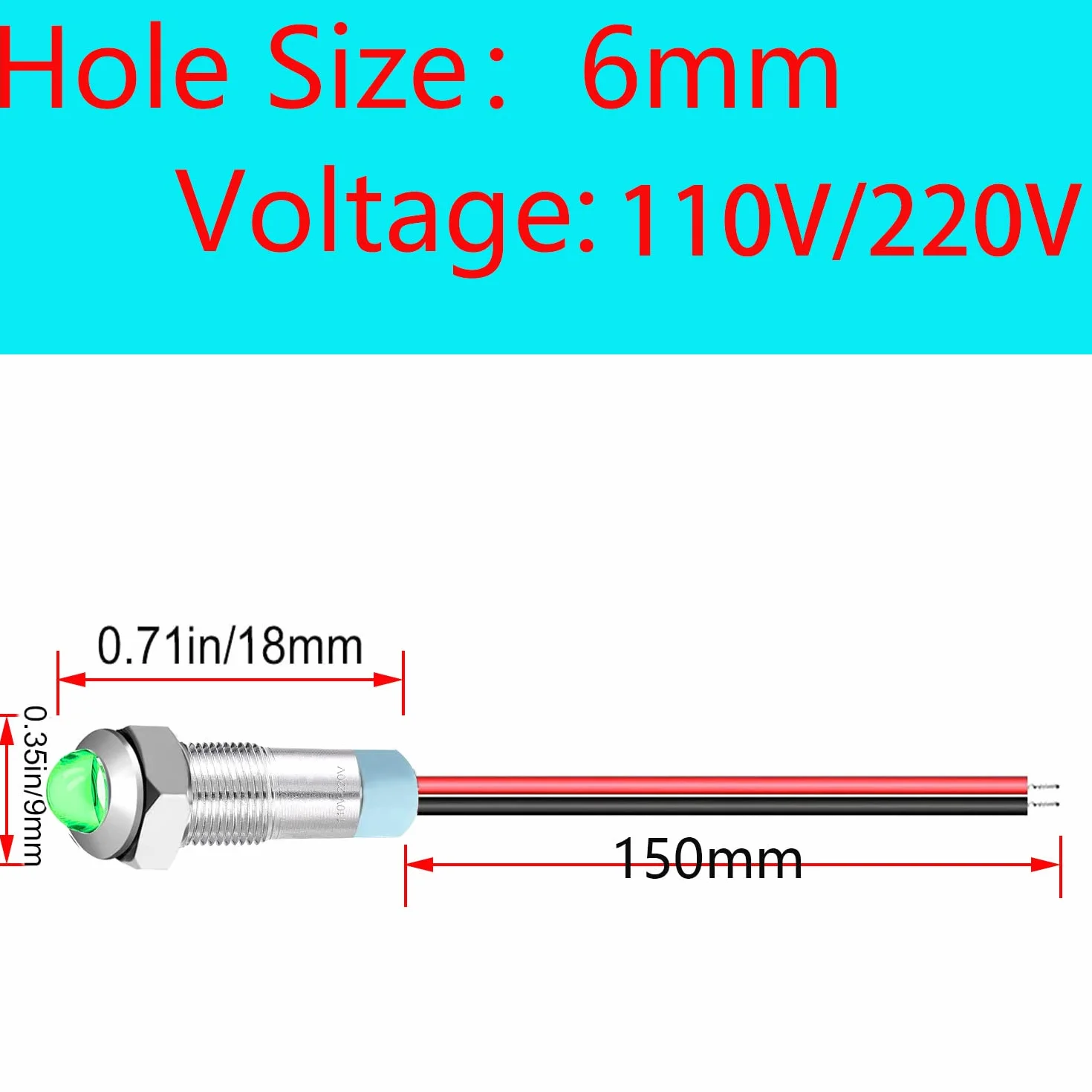 RUNCCI-YUN 10 pezzi 110V-220V 6mm Indicatore LED Metallico Luci di Segnalazione LED Lampada spia
