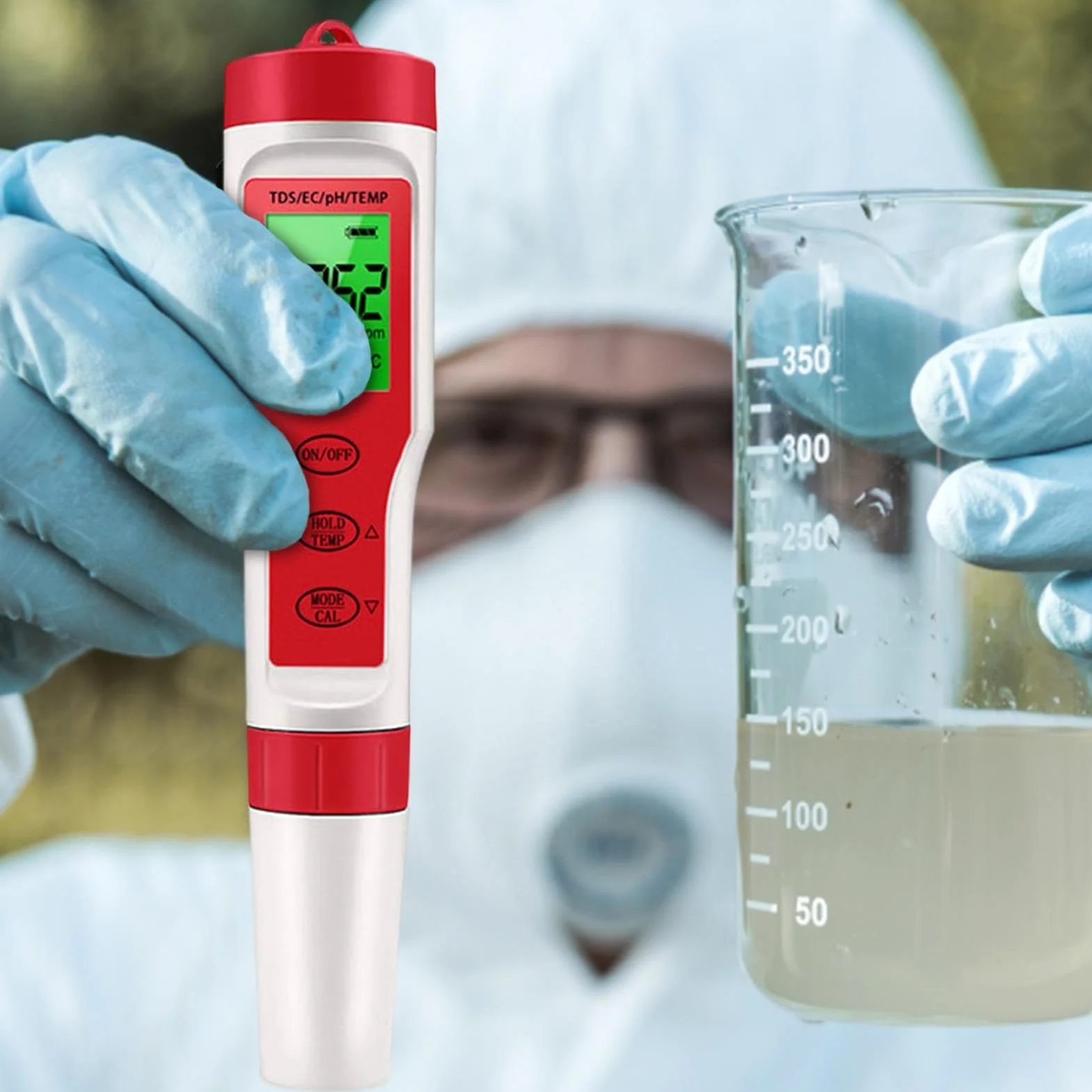 PH Reader per acqua, Water PH Tester, Elevata precisione 4 in 1 PH Digital PH METER, Misuratore di temperatura EC, strumento di test per i nutrienti che coltivano il giardinaggio idroponico