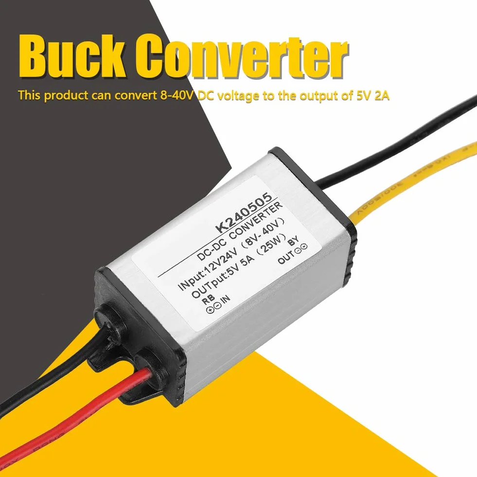 Alimentatore Buck Convertitore 12V 24V a 5V 5A 25W Step Down DC8-40V Ingressi per Robotica Motore Automotive