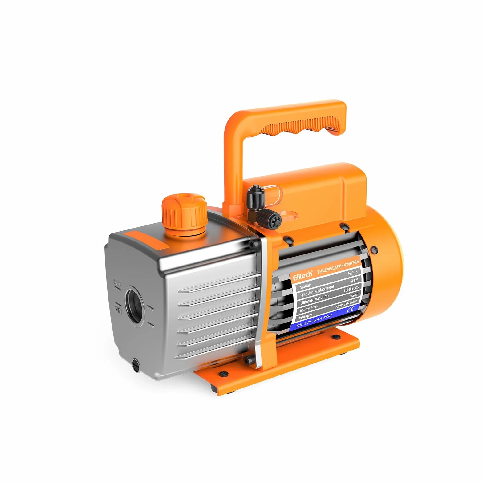 Elitech Pompa del Vuoto Condizionatori NVP-5 2L/S 1/3HP Pompa a Vuoto Rotante Monostadio per HVAC Raffreddamento Manutenzione Condizionatori Auto Compatibile con R32 R134a R410a