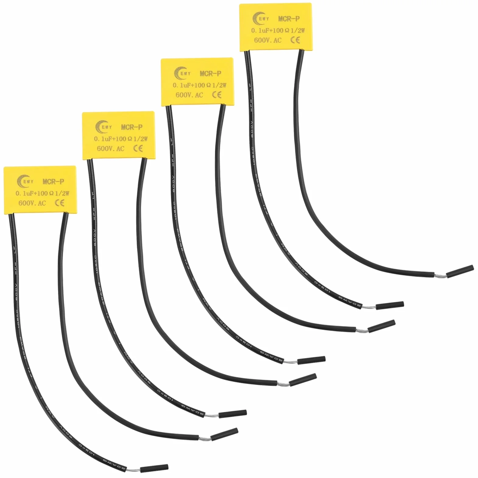 4X Condensatori filtri di messa a terra, condensatore di soppressione dell'arco RC condensatore 0,1 UF 100 Ohm 1/2W 600 VAC, resistenza condensatore 600VAC, adatto per macchine utensili, contattori