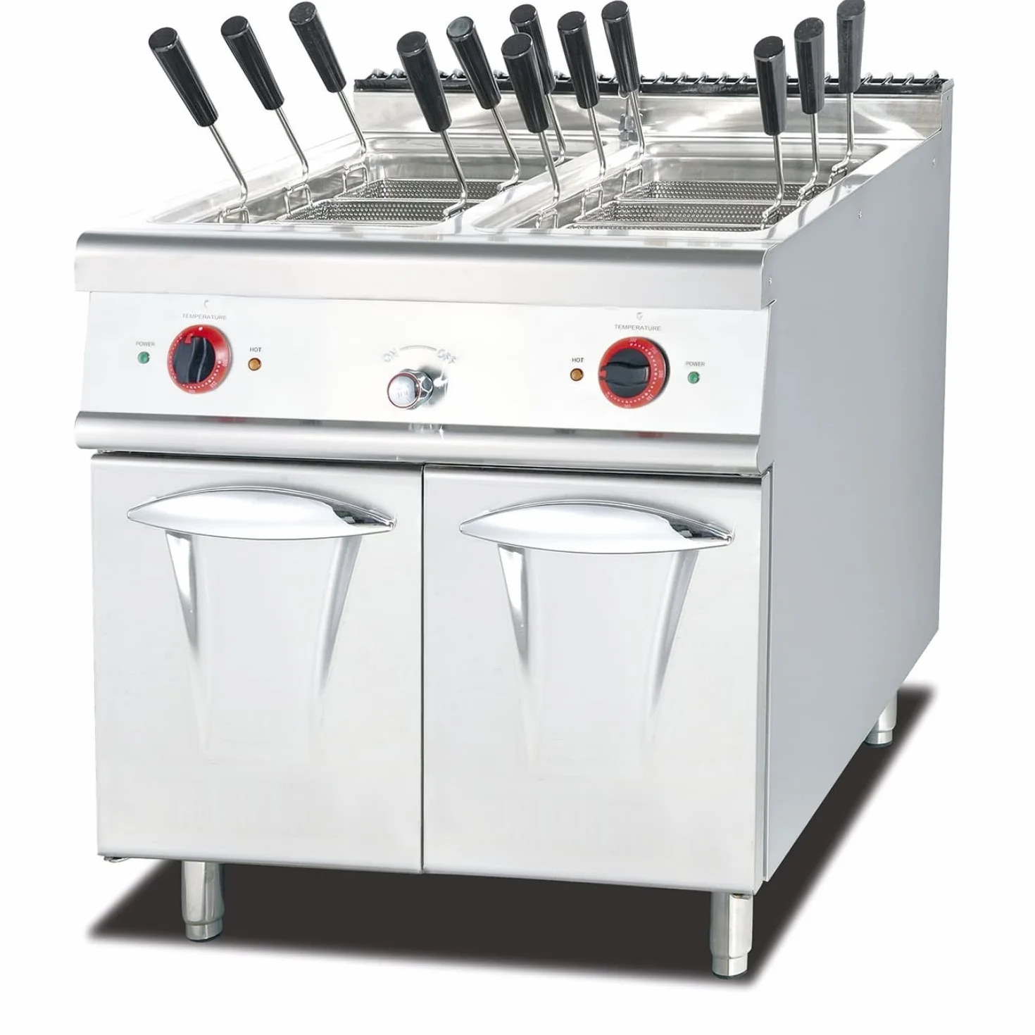 Ristoattrezzature Cuocipasta Elettrico su Vano Chiuso - Acciaio Inox - 2 vasche - Capacità di 24+24 litri S/70-80x70 cm