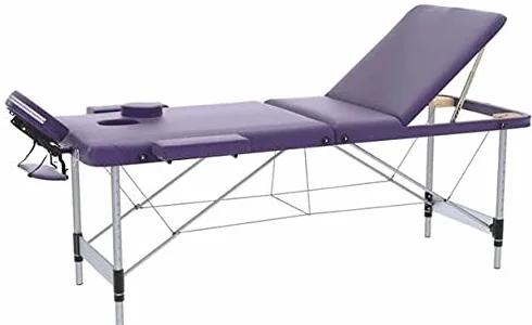 Lettino Massaggi Professionale 3 zone in Alluminio - Lettino Estetista, Fisioterapia, Tattoo, Portatile e Richiudibile (Purple)