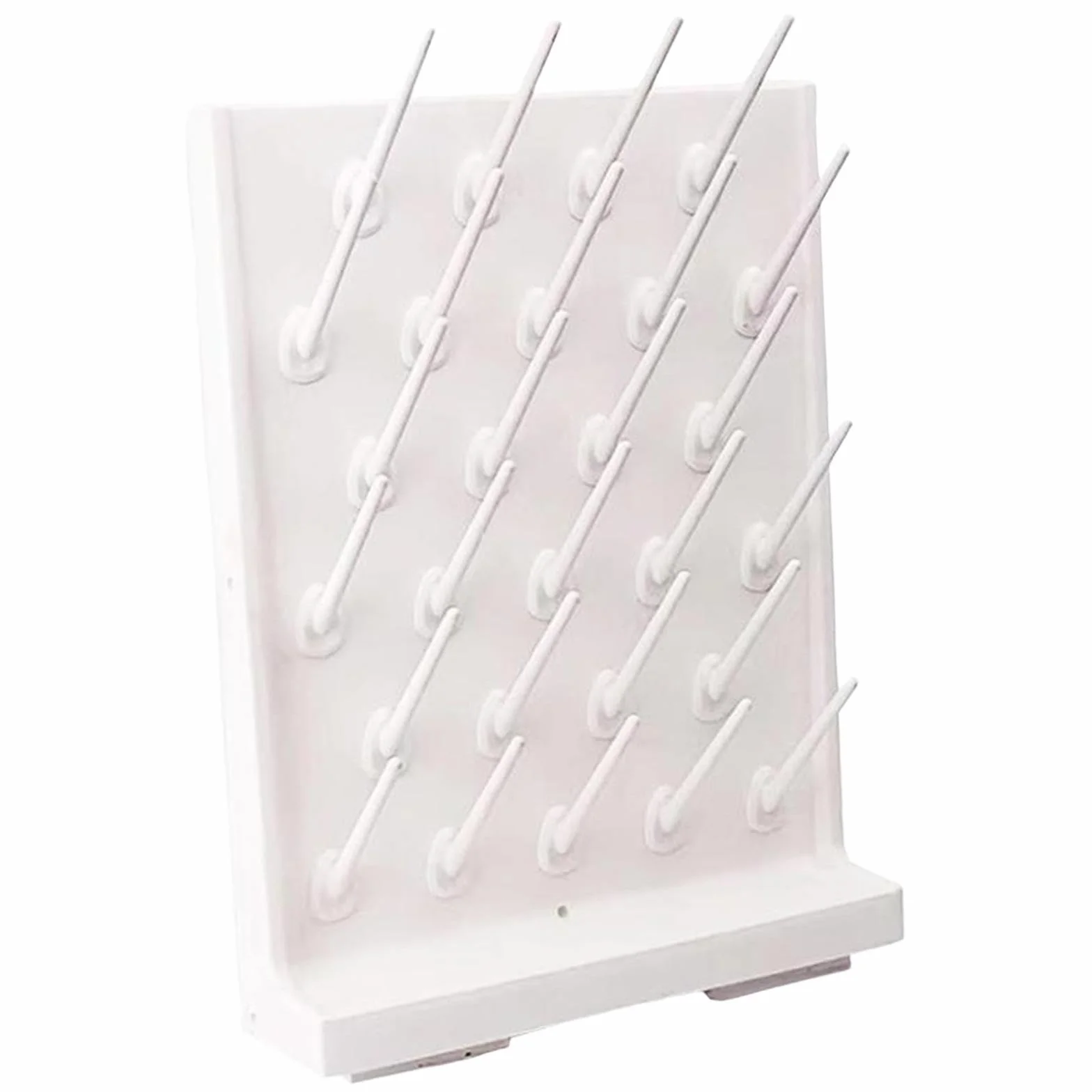 Milageto Stendino da laboratorio con 27 picchetti rimovibili Scolaprovette per montaggio a parete o accessorio indipendente portatile 12x40x55 cm, bianco