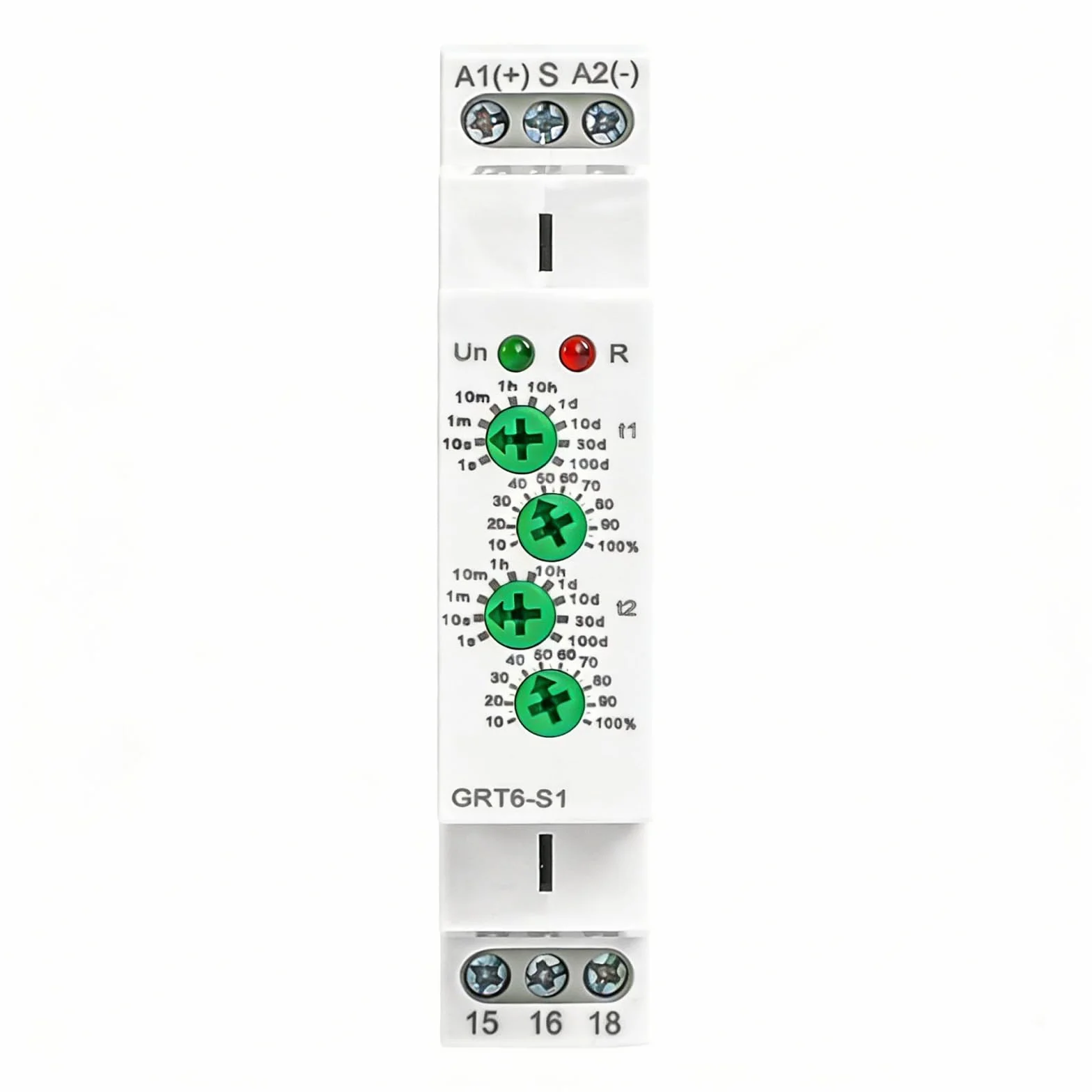 Relè temporizzato ciclico GRT6-S1 AC/DC 24-240V, montaggio su guida DIN, controllo temporale indipendente a doppio canale
