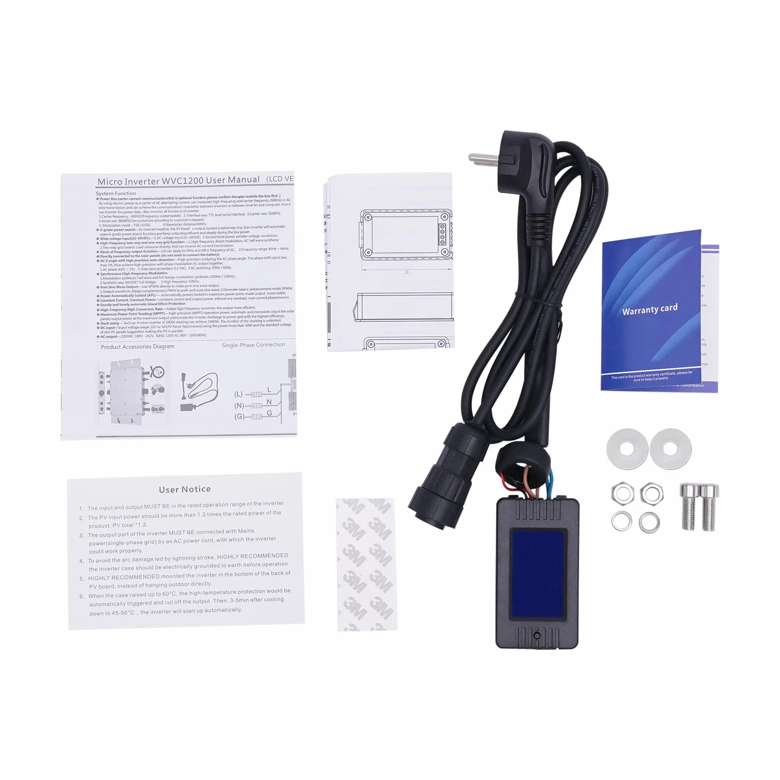 Micro inverter solare 1200W IP65 36V display LCD