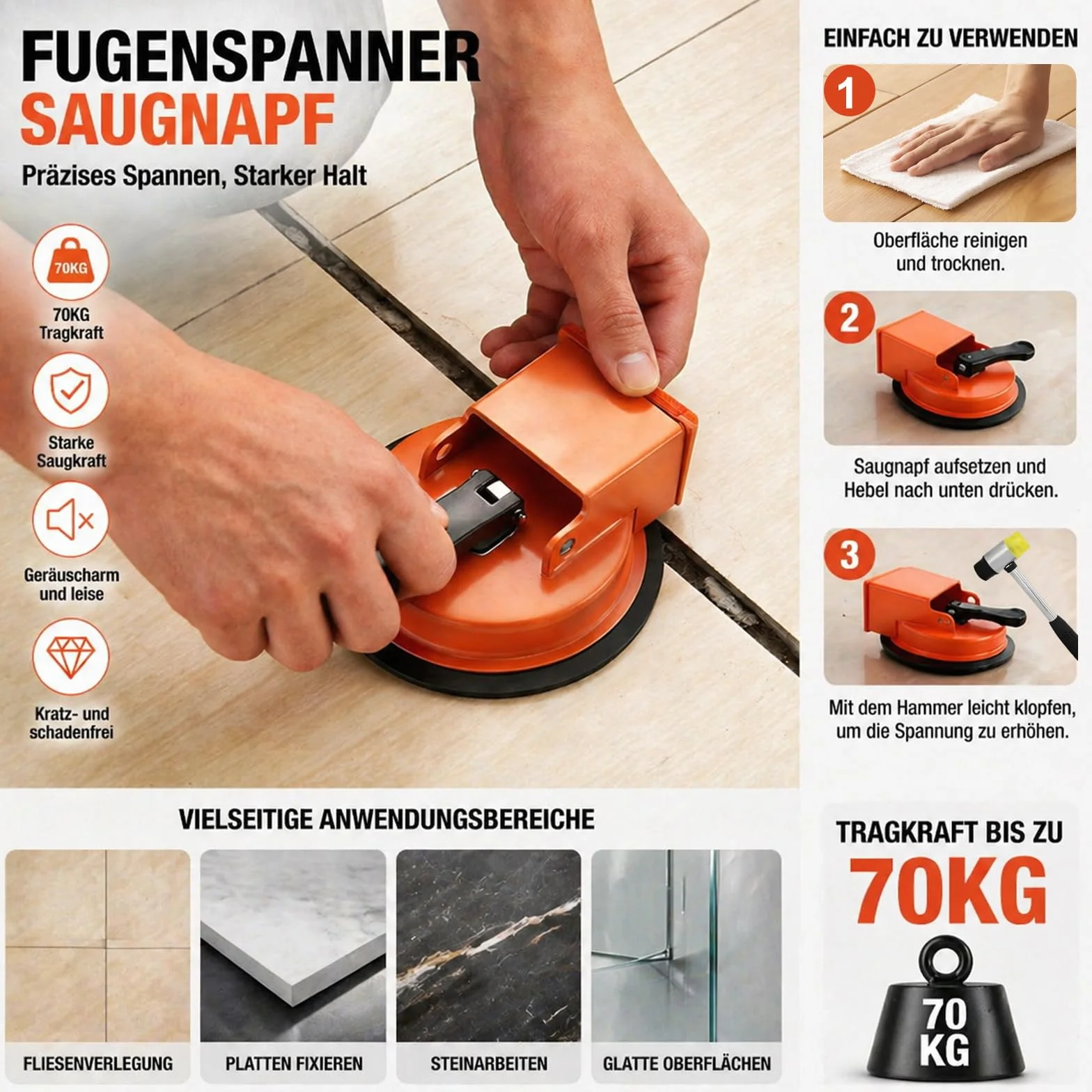 Utensili per pavimenti in laminato, strumento per riparare i giunti del pavimento con ventosa, strumento per fissare gli spazi del pavimento con un martello di gomma, strumento di aspirazione