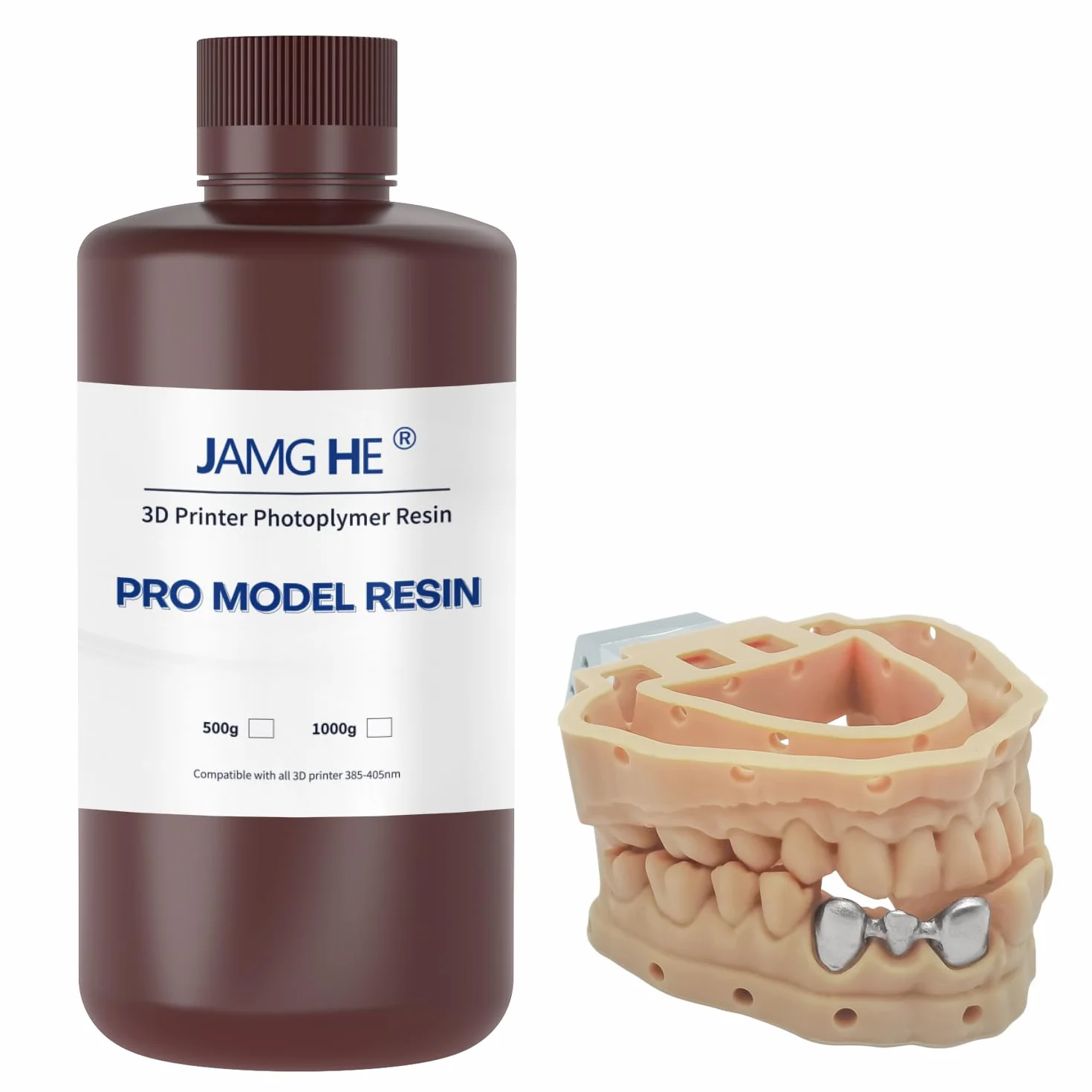 Dental Pro Model Resin, JAMG HE 3D Printer Resin Dental Pro Model Resin Dental Prothetic Model Resin for Crown and Bridge Model, Ortodontic Model, Implant Model etc
