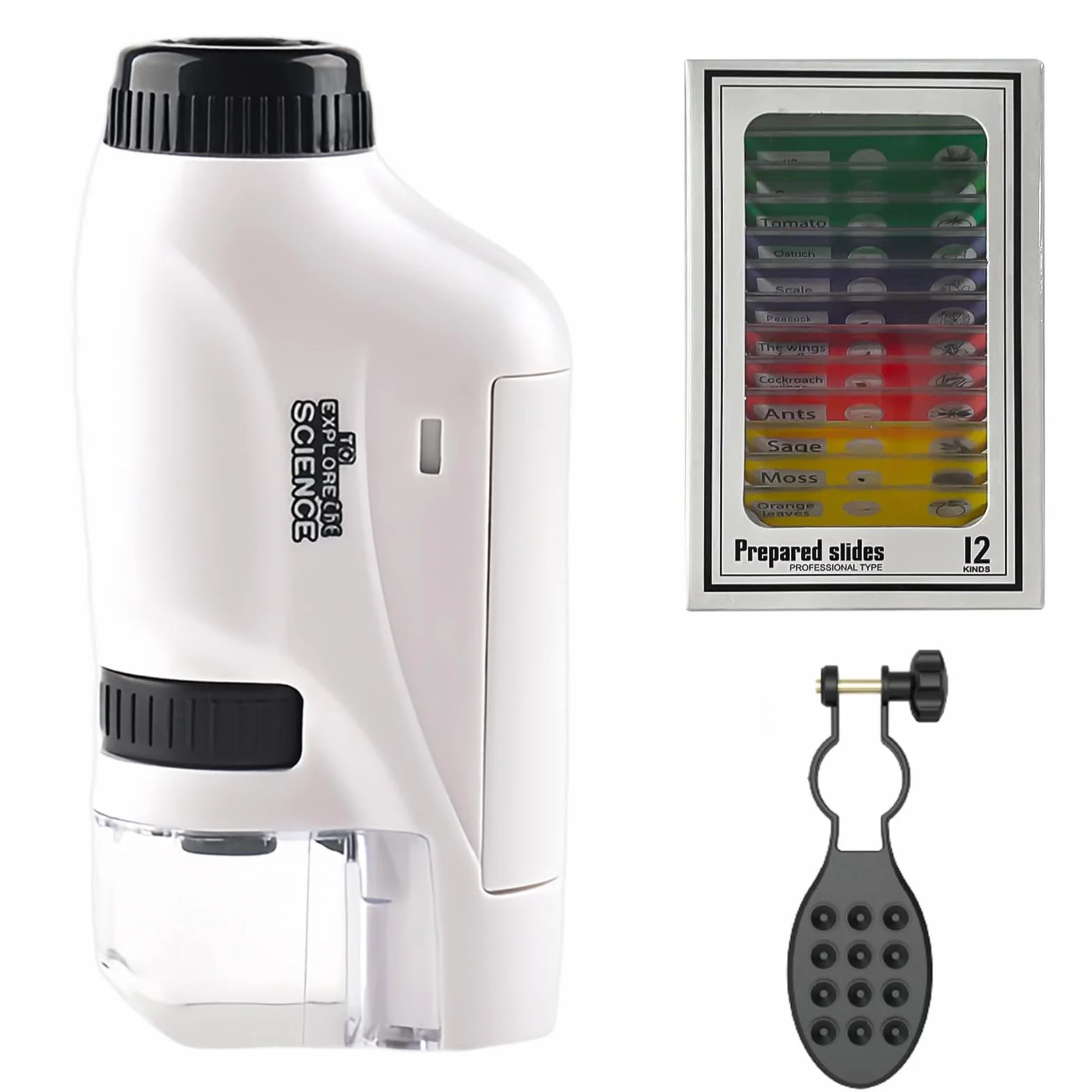 Microscopio Tascabile: Microscopio Tascabile per Bambini, Mini Microscopios Portatile con Luce LED 60X-120X per Bambini Studenti Adulti Laboratorio Domestico Scolastico