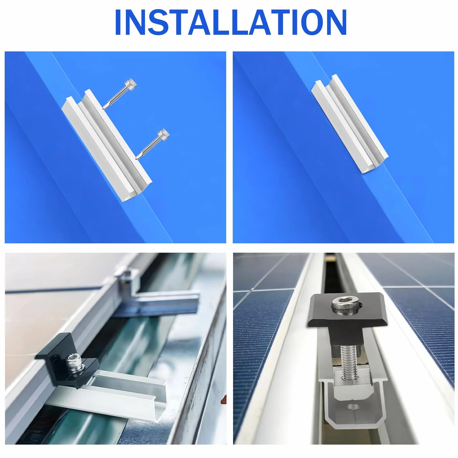 Kit di supporto per modulo solare (12 cm) e accessori, fissaggio pannelli fotovoltaici (30 – 35 mm) staffe a l per pannelli solari, centralina solare da balcone, guida a T