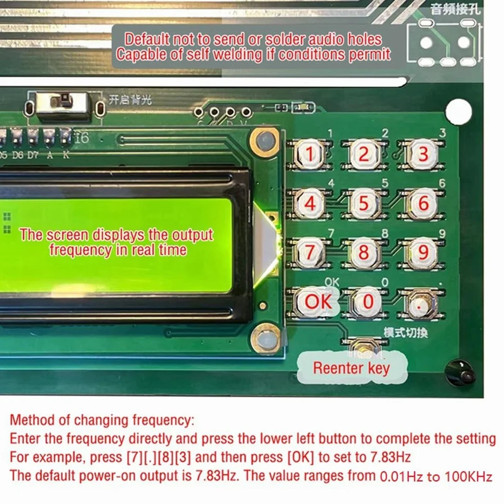 Generatore di Onde da Impulsi Risonatore Audio DC5V 0,01–100 kHz 7,83 Hz Regolabile Risonanza Ultra Bassa Frequenza